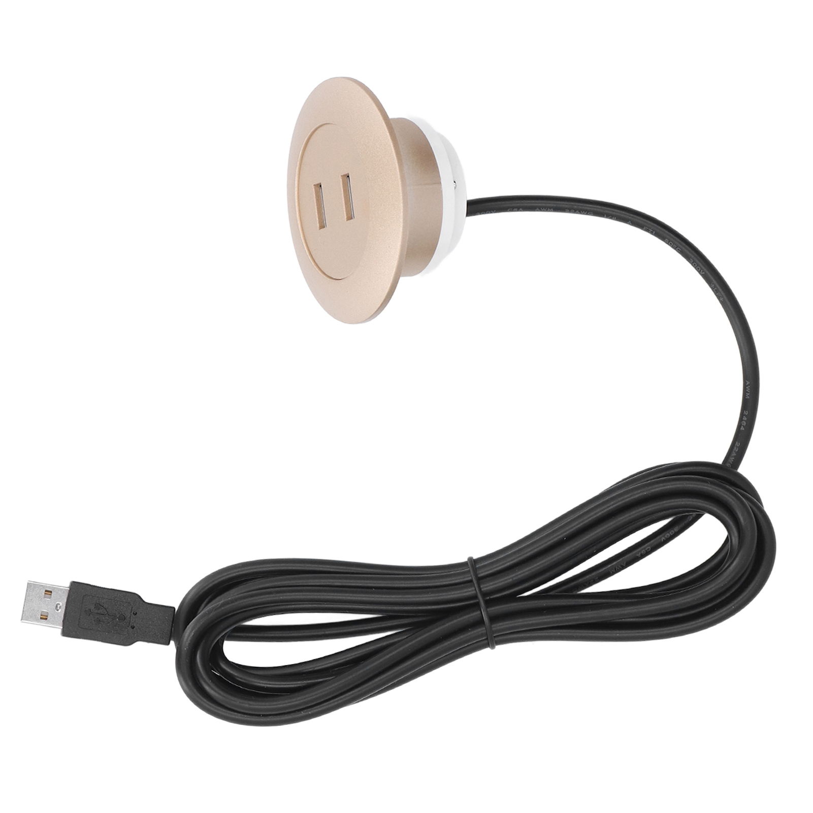 Versenkte Doppel-usb-steckdose Für Nachttisch, Sofa, Chaiselongue, Mit 2,5 M Kabel, 5-v-ladegerät, Goldenem Zubehör (luftpolsterfolie + Pp)