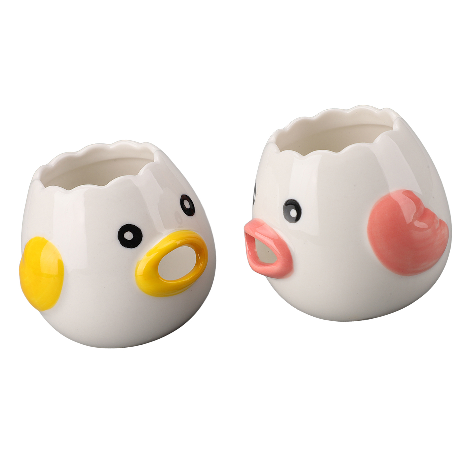 Set Mit 2 Rosa-gelben Eiertrennern Aus Keramik, Eigelbfilter Für Die Heimische Küche