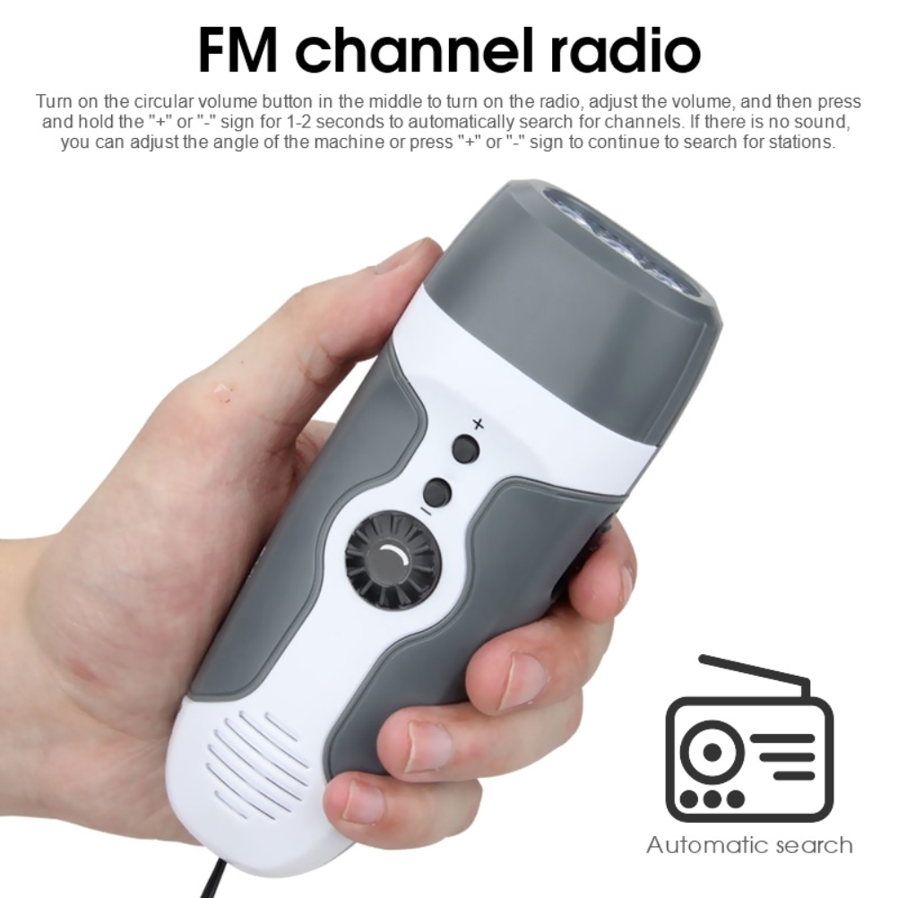 3-led-handkurbel-dynamo-taschenlampe Mit Alarm, Notfall-fm-radio, Katastrophenhilfe-set, Graue Box