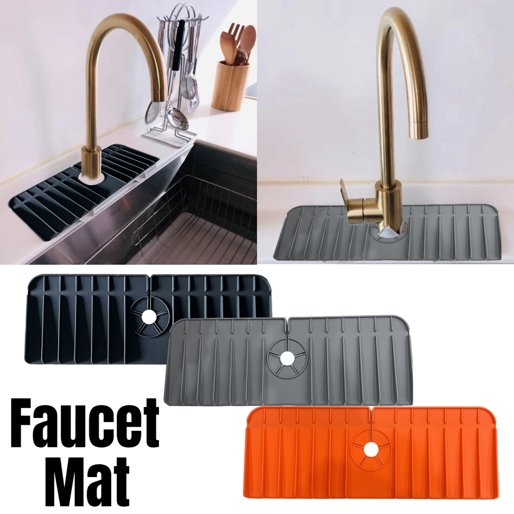 Set Mit 1 Grauen Silikon-trockenmatte Für Küchenspülen, Spritzschutz Und Abtropffläche Für Wasserhähne (modell Ii)