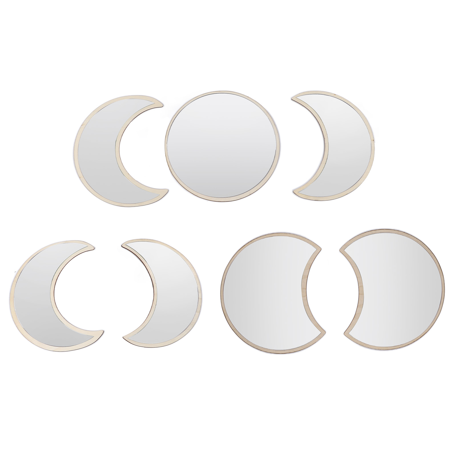 Dekorative Mondplatte Aus Silbernem Acryl Für Das Wohnzimmer, Mondspiegel-wandrahmen Mit Rahmen, 7-teilig, Silberfarben (kartonverpackung)