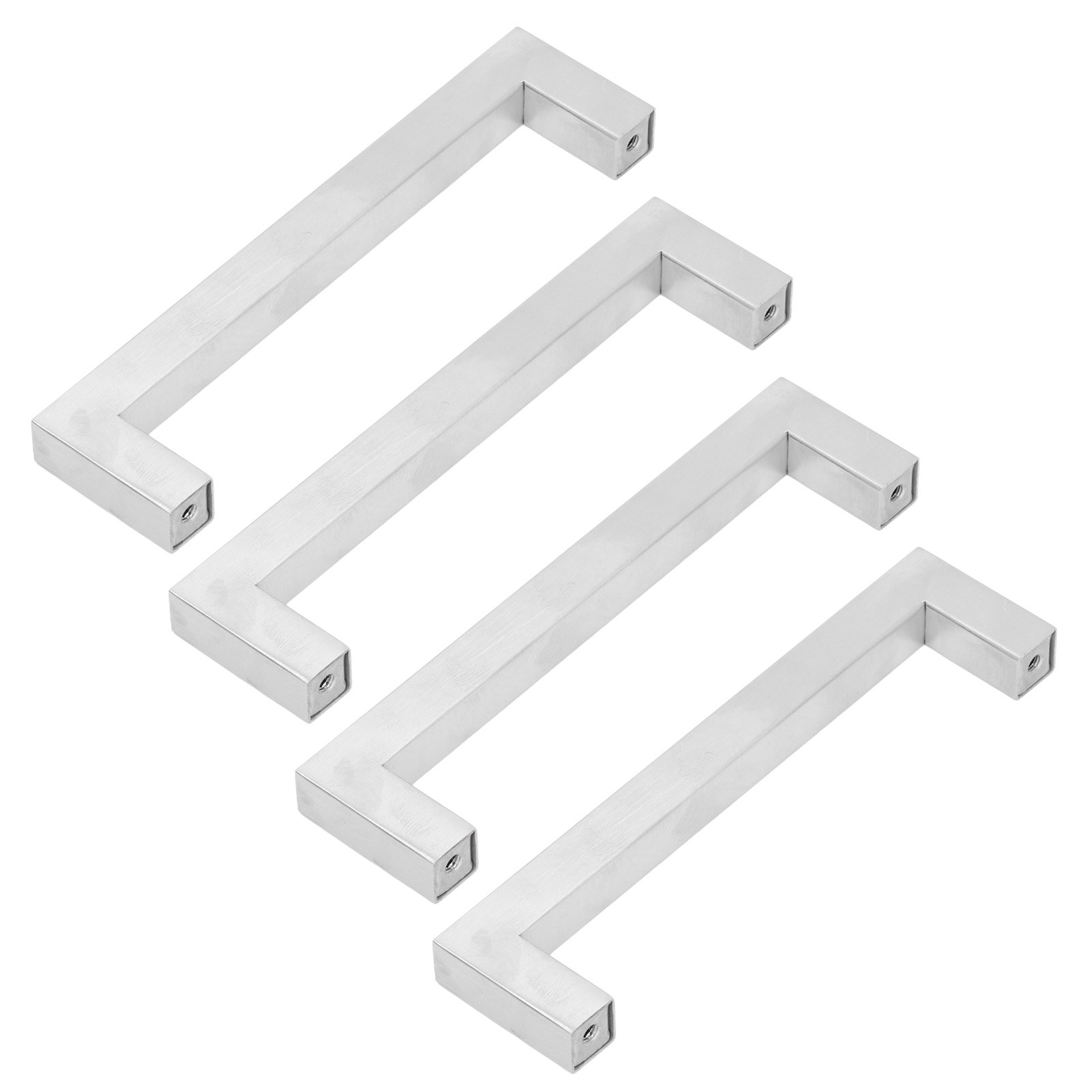 Set Mit 4 Silberfarbenen Edelstahlgriffen Für Schubladen, Schränke, Holztüren Und Glastüren – Modell 12x12x160 Mm