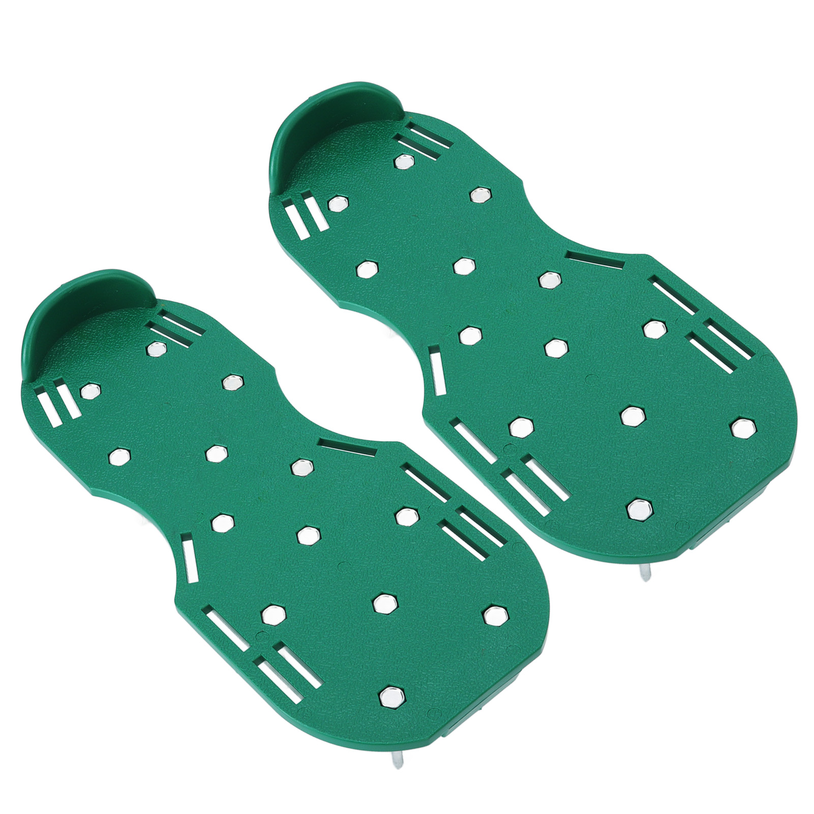 Rasenbelüftungsschuhe, Gartengerät Zum Auflockern Von Gras, Grüne Spikeschuhe (2 Mit Metallspitzen)