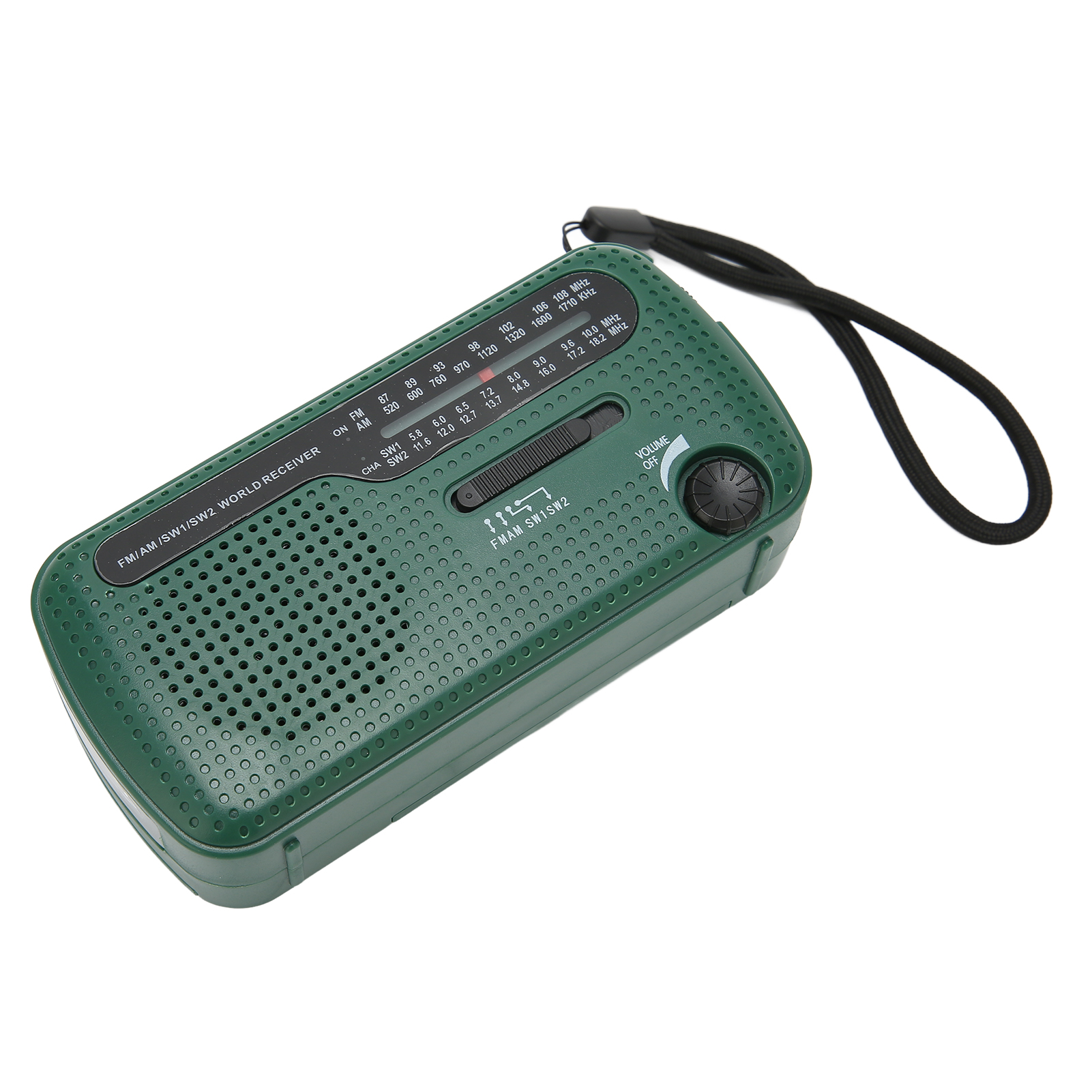 Ce-zertifiziertes Kurbelradio – Dynamo-led-taschenlampe, Multiband-am/fm/sw1/sw2-solar-aufladbar, Tragbares Outdoor-notfallradio – Grün (eingebauter Akku Enthalten, Batteriefach Nicht Enthalten)