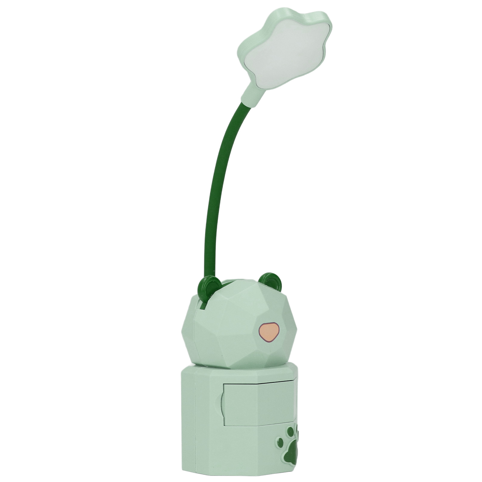 Usb-wiederaufladbare, Tragbare Led-schreibtischlampe, Warmweißes Nachtlicht, Cartoon-design Mit Flexiblem Schlauch, Ideal Zum Lesen Und Lernen, Kreative Aufbewahrung, Eingebauter Akku, Grün (bärenmode