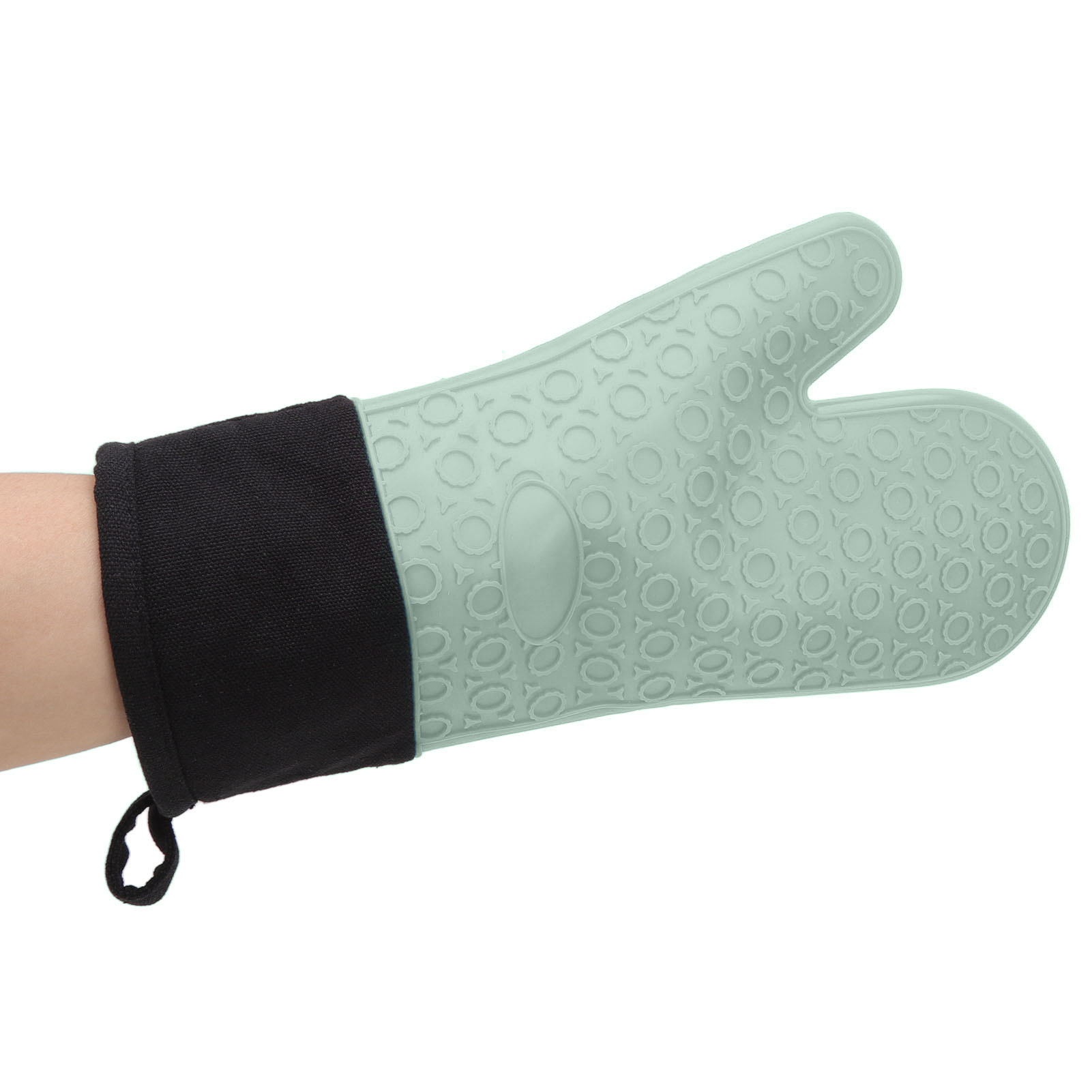 Isolierte Mikrowellenhandschuhe Aus Rutschfestem, Hitzebeständigem Silikon, Lang, Mit Zwei Fingern, Grün, 2er-packung