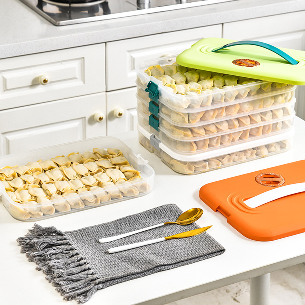 Set Mit 1 Ravioli-aufbewahrungsbox, 3-stöckiger Gefrierschrank, Grün, Für Den Heimischen Kühlschrank, Zur Aufbewahrung Von Tiefkühlkost.