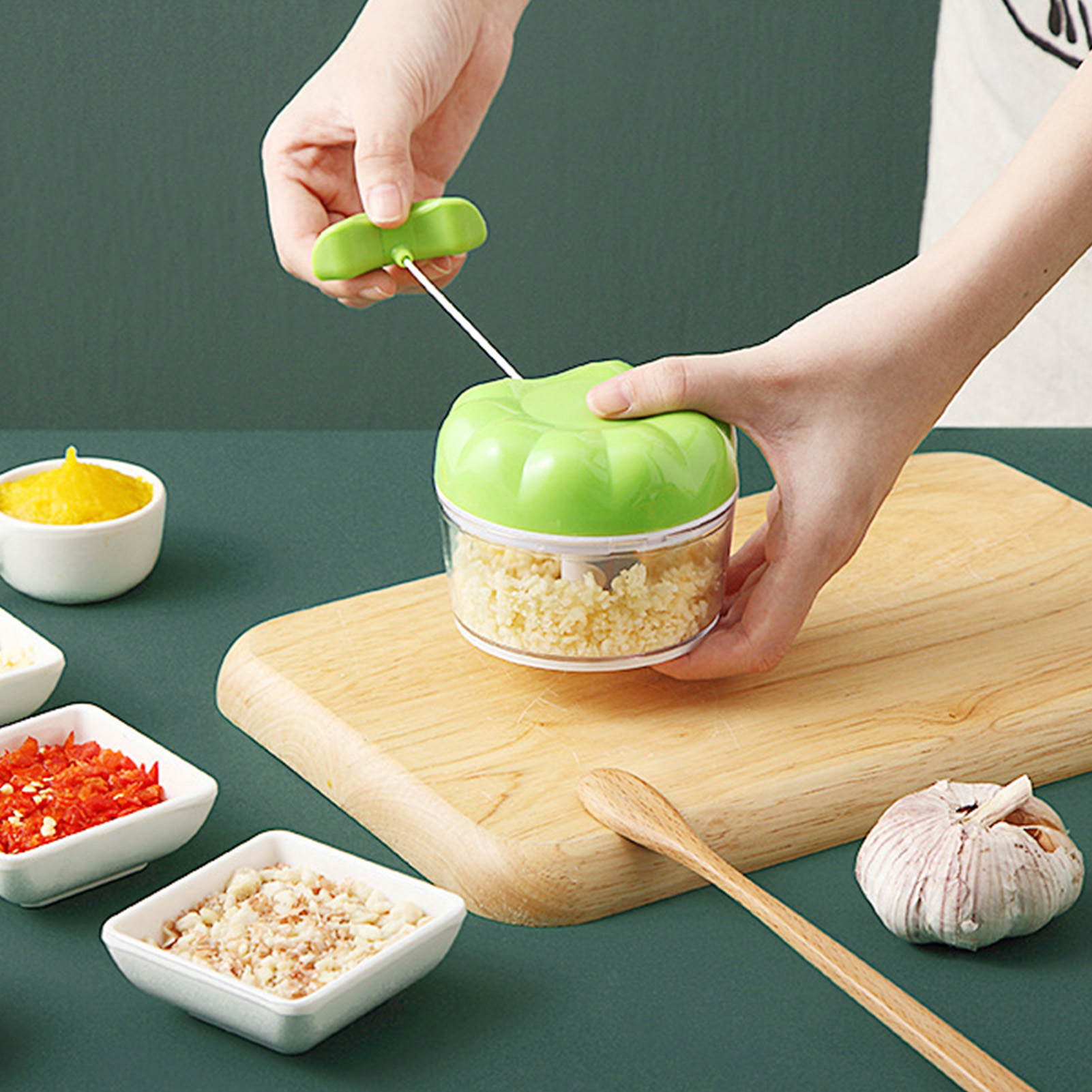 Mini-knoblauchstößel, Knoblauch- Und Ingwerzerkleinerer, Knoblauchpresse, Chilischneider, Knoblauchentkerner, Grün, Für Die Familienküche.
