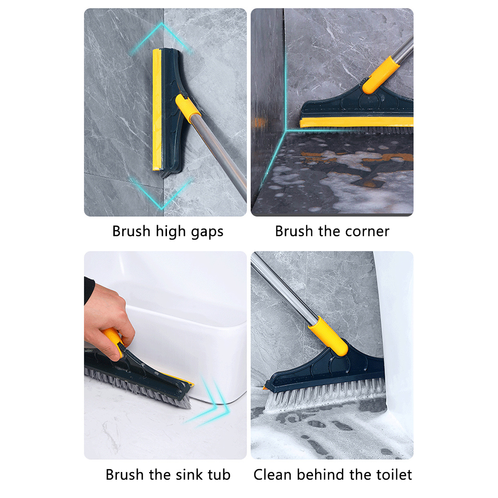 Set Bestehend Aus 1 Teleskop-bodenwischer Mit Um 120° Drehbarem Dreieckskopf Und Abzieher, Grün-gelb, 110 X 23 Cm