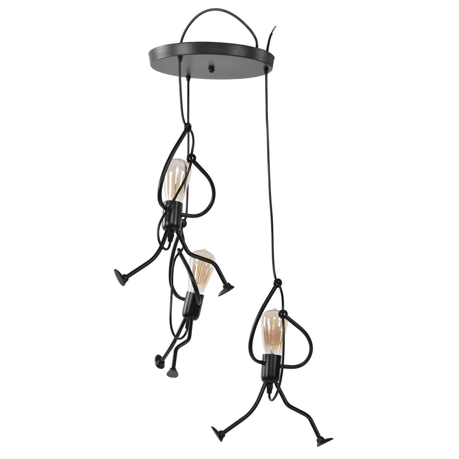 Pendelleuchten-set Mit 3 Runden E27-fassungen, Vintage-eisen-stil, Künstlerische Lampe Für Restaurant, Café, Geschäft, Kinderzimmer (110-220v, Leuchtmittel Nicht Enthalten)