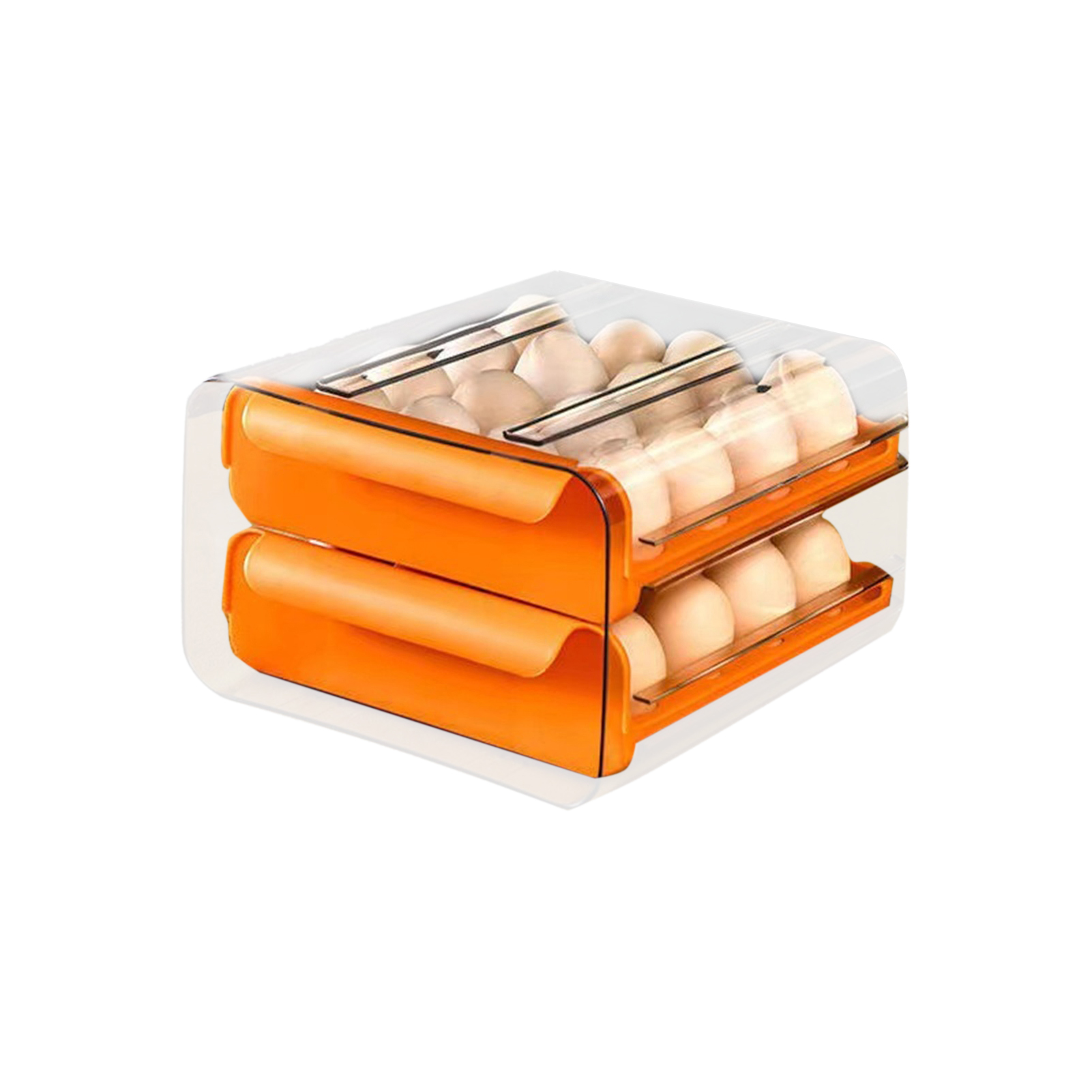 Eierbox Mit Schublade, Eieraufbewahrung Für Den Kühlschrank, Große, Verstärkte Ausführung, Doppelwandig, Farbe: Hermès Orange.