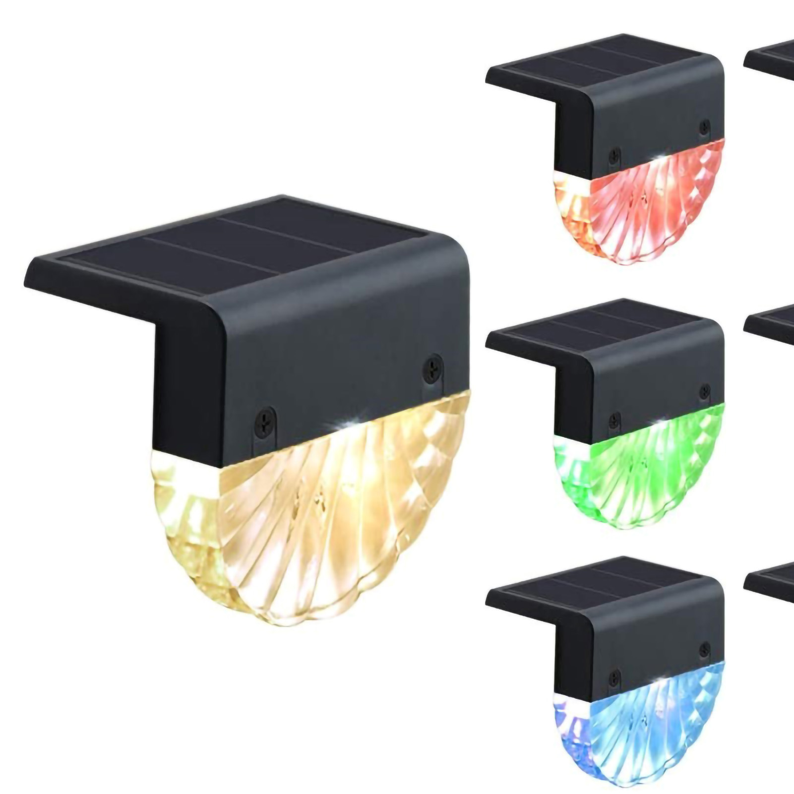 Rgb-led-solar-treppenleuchten Mit Mehrfarbigen Und Warmweißen Elementen, Außenbeleuchtung Für Garten, Terrasse, Zaun Und Geländer, 2er-set