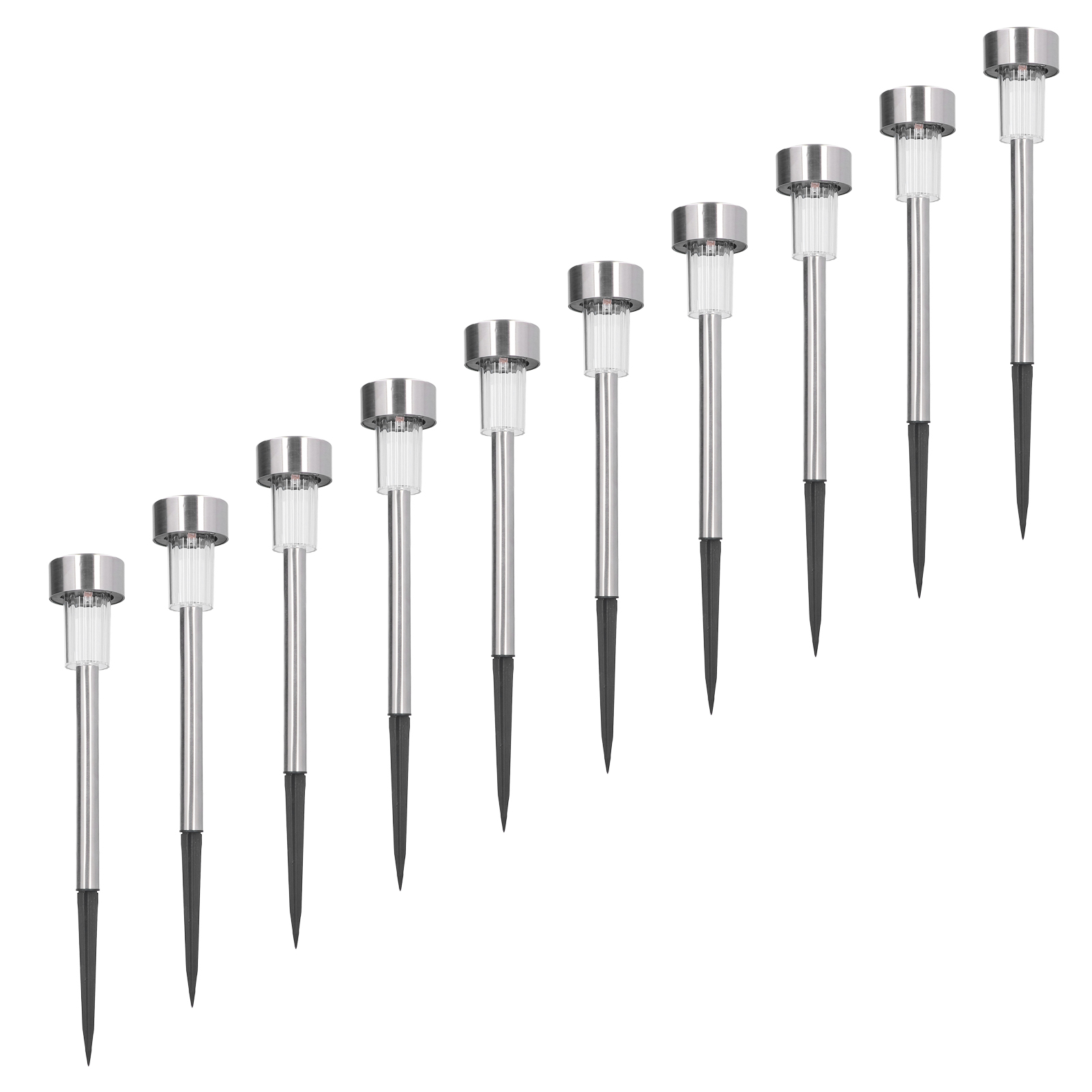 10er-pack Solar-gartenleuchten Mit Rgb-farbwechsel, Edelstahl, Ip44 Wasserdicht, Außendekoration Für Zaun Und Wand