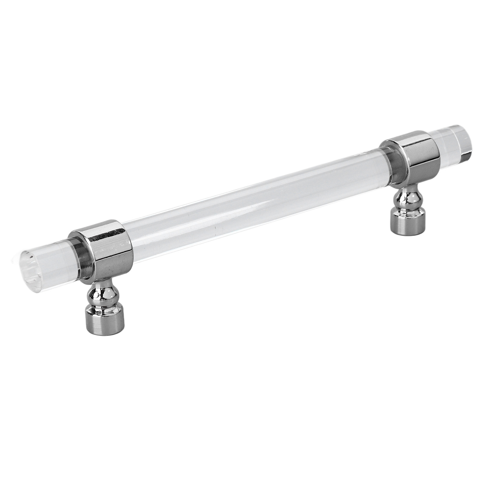 Kristallklarer Acrylgriff Für Schranktüren, Küchenschubladen Und Schuhschränke – Kristall (luftpolsterverpackt) B01277s, 96 Mm Lochabstand – Glänzend Silber