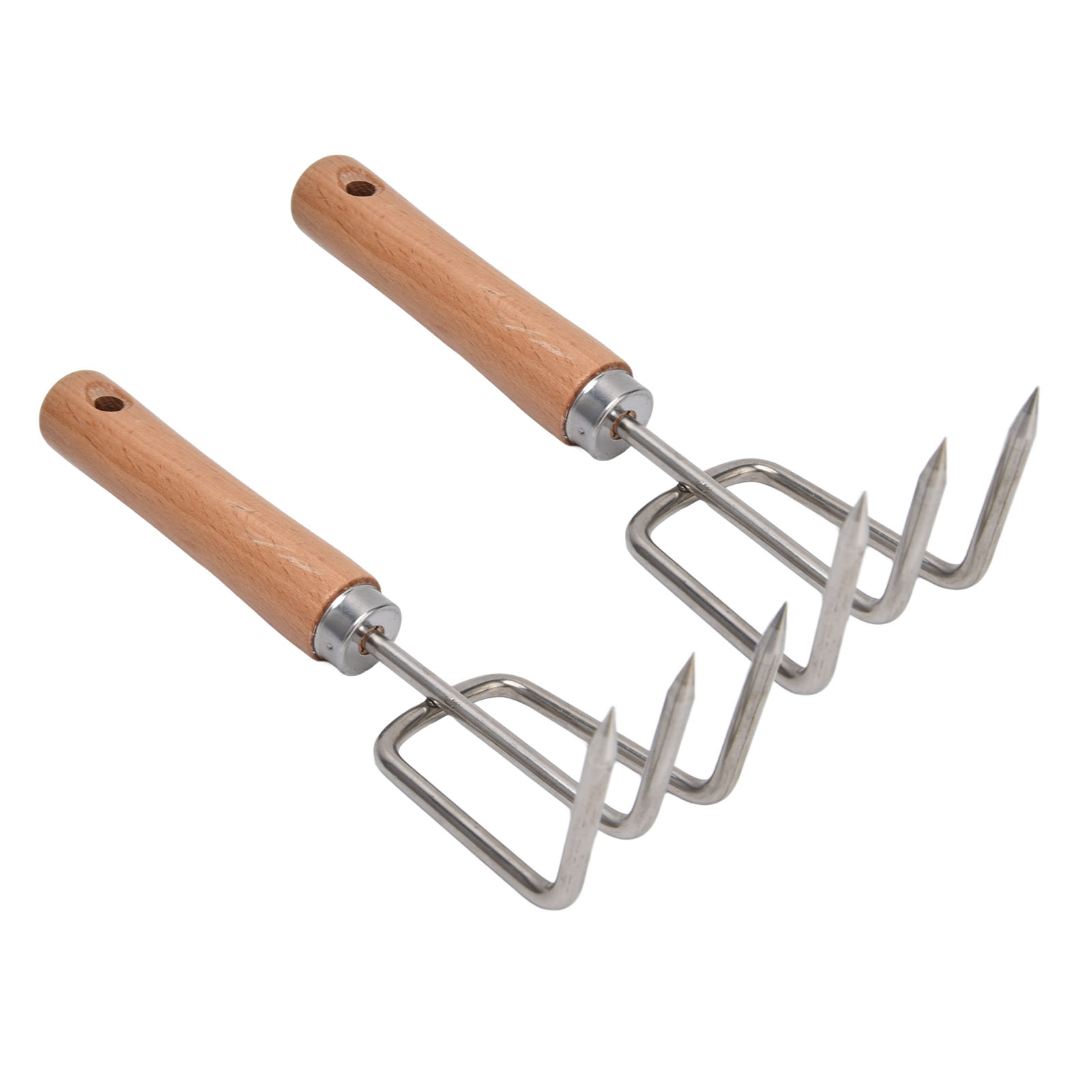 Set Aus 2 Leichten Edelstahlrechen 220 Mm, Gartengerät Zum Jäten, Auflockern Des Bodens Und Pflegen Von Blumen (modell M-a04, Dreizack, Einzeln In Luftpolsterfolie Verpackt).