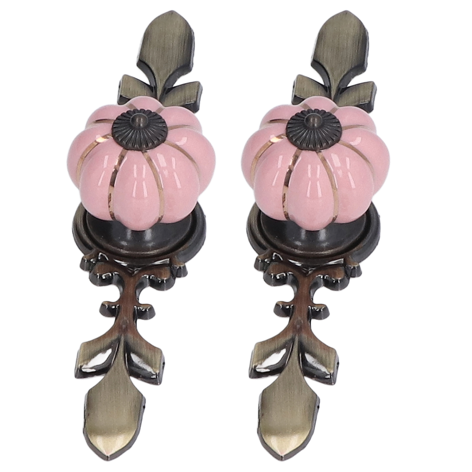 Set Mit 2 Kürbisgriffen Aus Keramik, Zinklegierung, Für Schubladen, Buffets, Schränke, Schuhschränke, Möbeltüren, Einstielig, Rosa 1045a