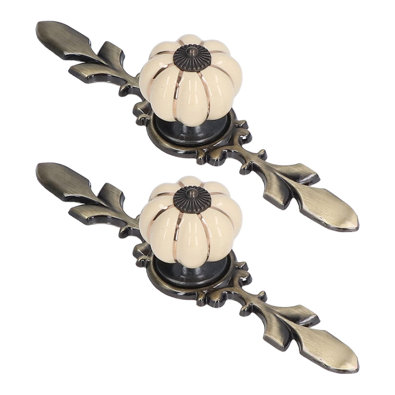 Set Mit 2 Keramik-kürbisgriffen, Zinklegierung, Rustikaler Chinesischer Stil, Für Schubladen, Schränke, Türen, Kommoden, Einlochgriff, Elfenbeinweiß 1045a