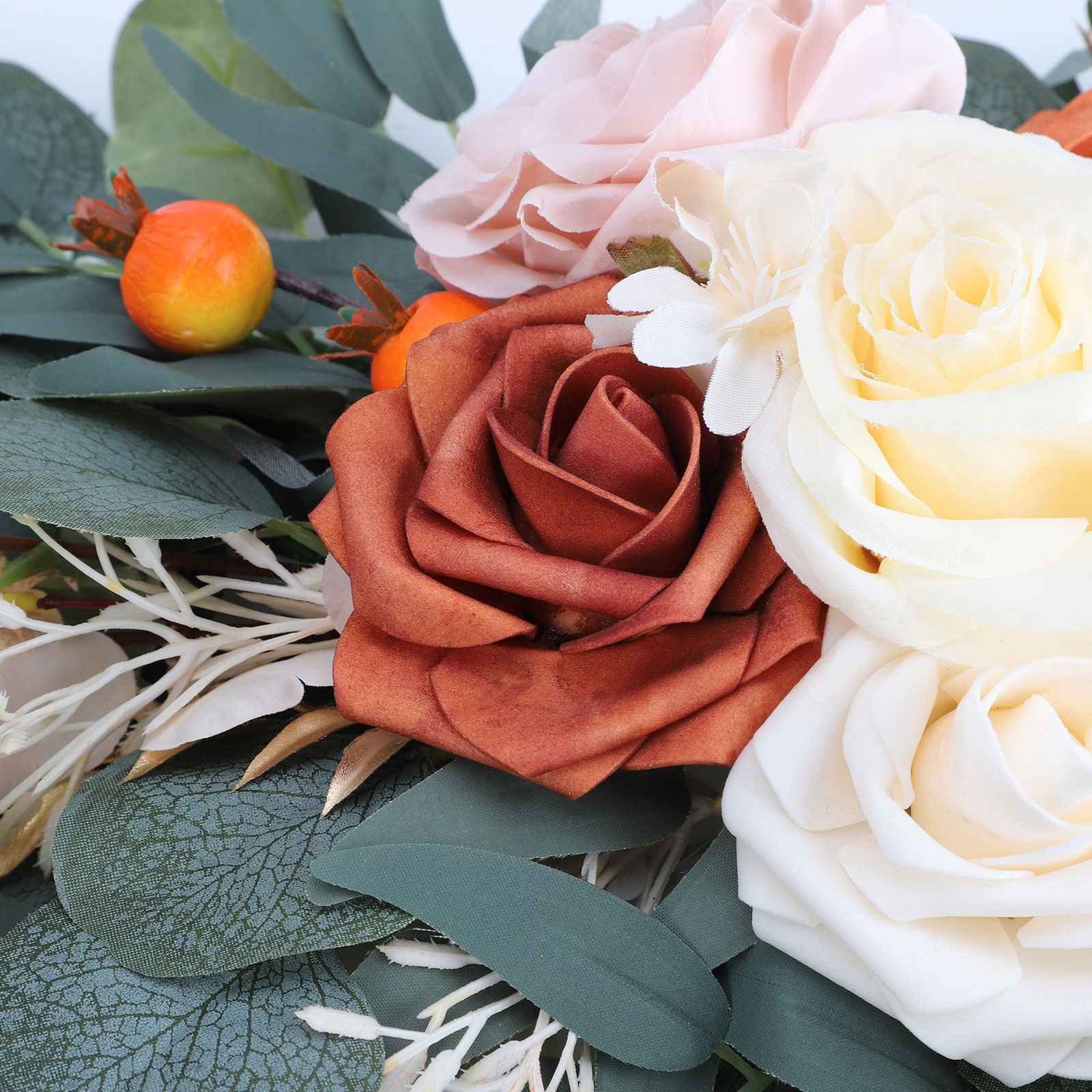 Künstlicher Dreieckiger Blumenbogen Für Hochzeiten, Dekoration Für Die Brautbühne (großes Modell 50x30cm, Kleines Modell 35x25cm) Aus Satin Und Kunststoff, Set A1 (3 Befestigungselemente Enthalten)