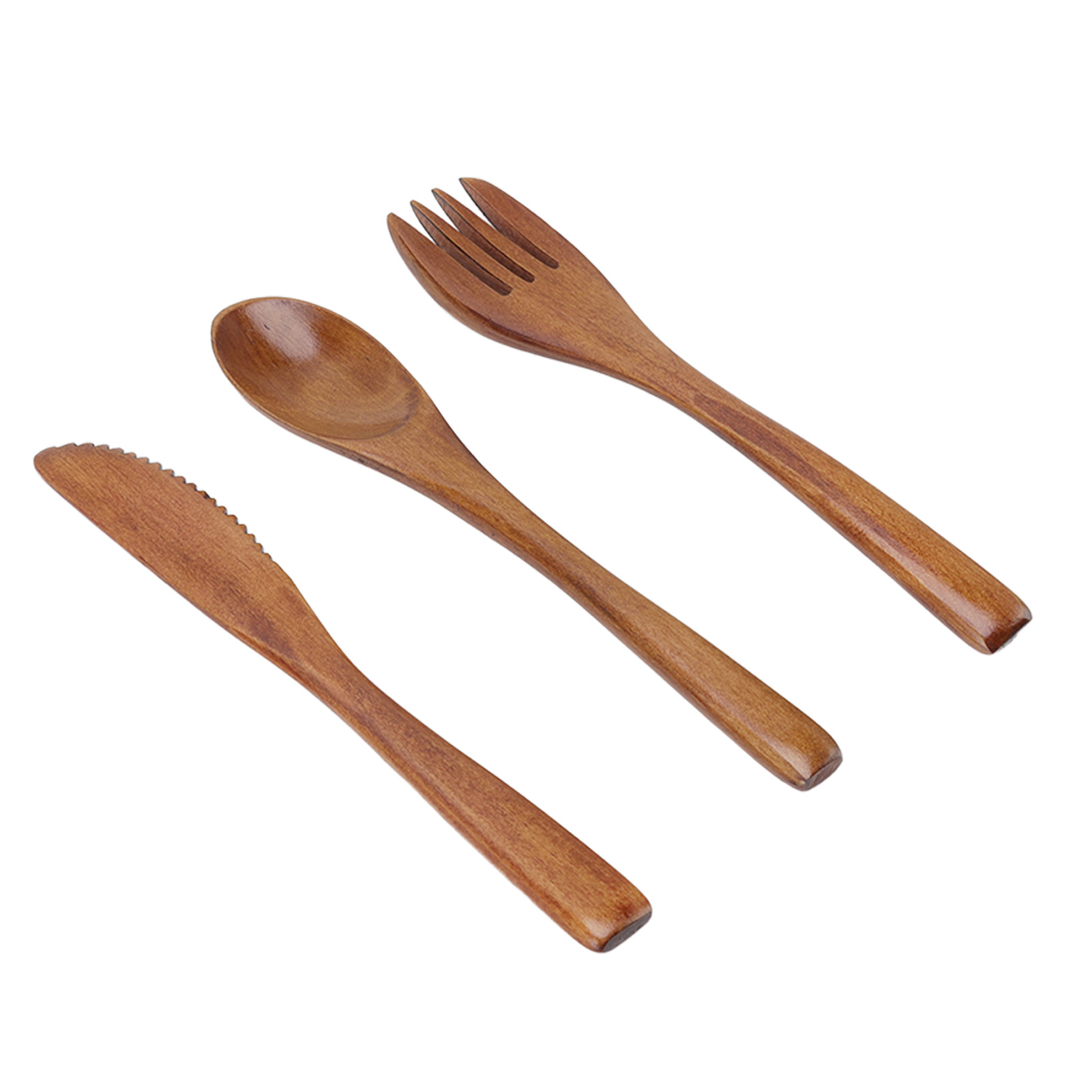 3-teiliges Besteckset, Löffel, Gabel, Messer Mit Langem Griff, Handgefertigtes, Punktbemaltes Besteck