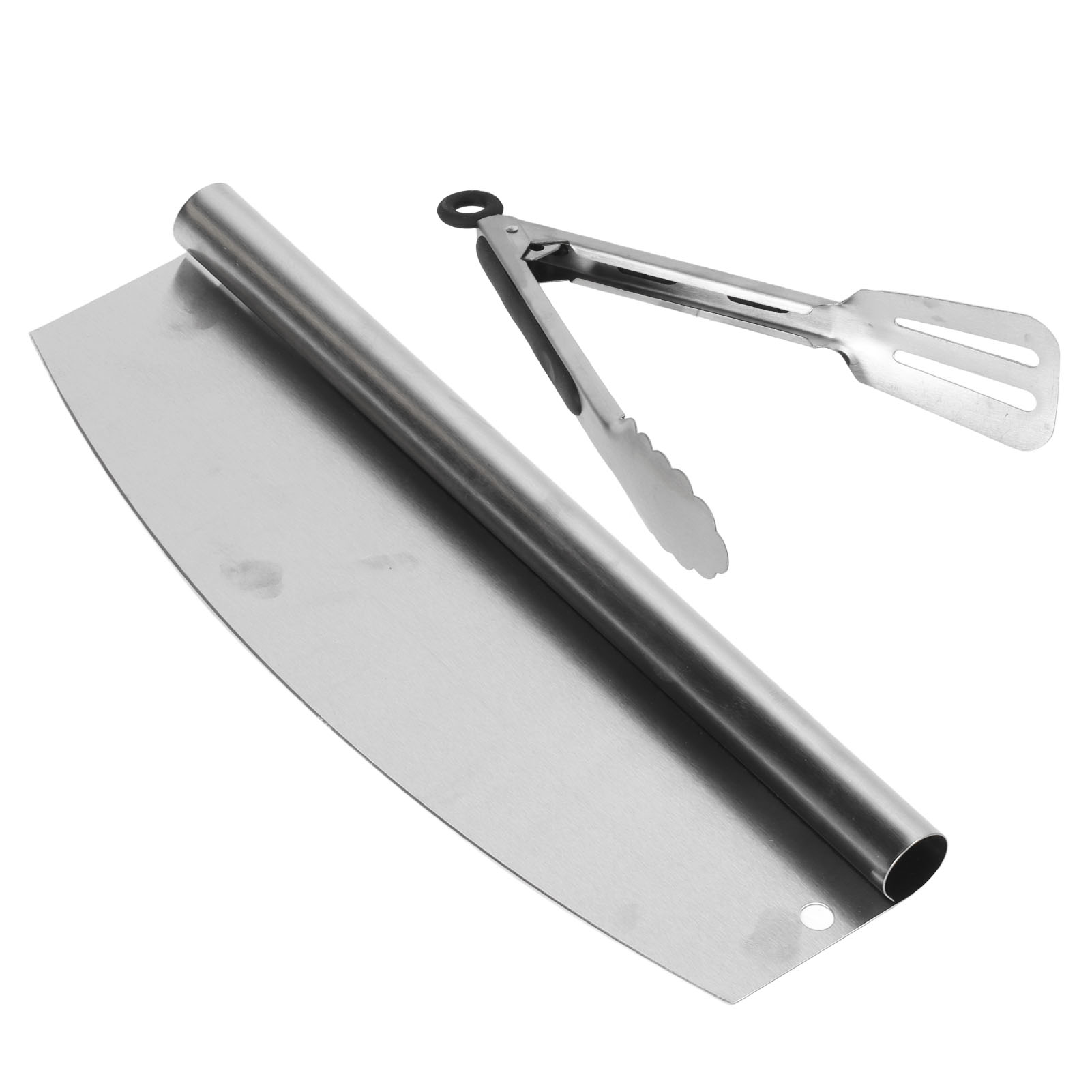 Set Mit 2 Pizzabesteckteilen: Pizzaschneider + Pizzazange, Edelstahl, 30 Cm