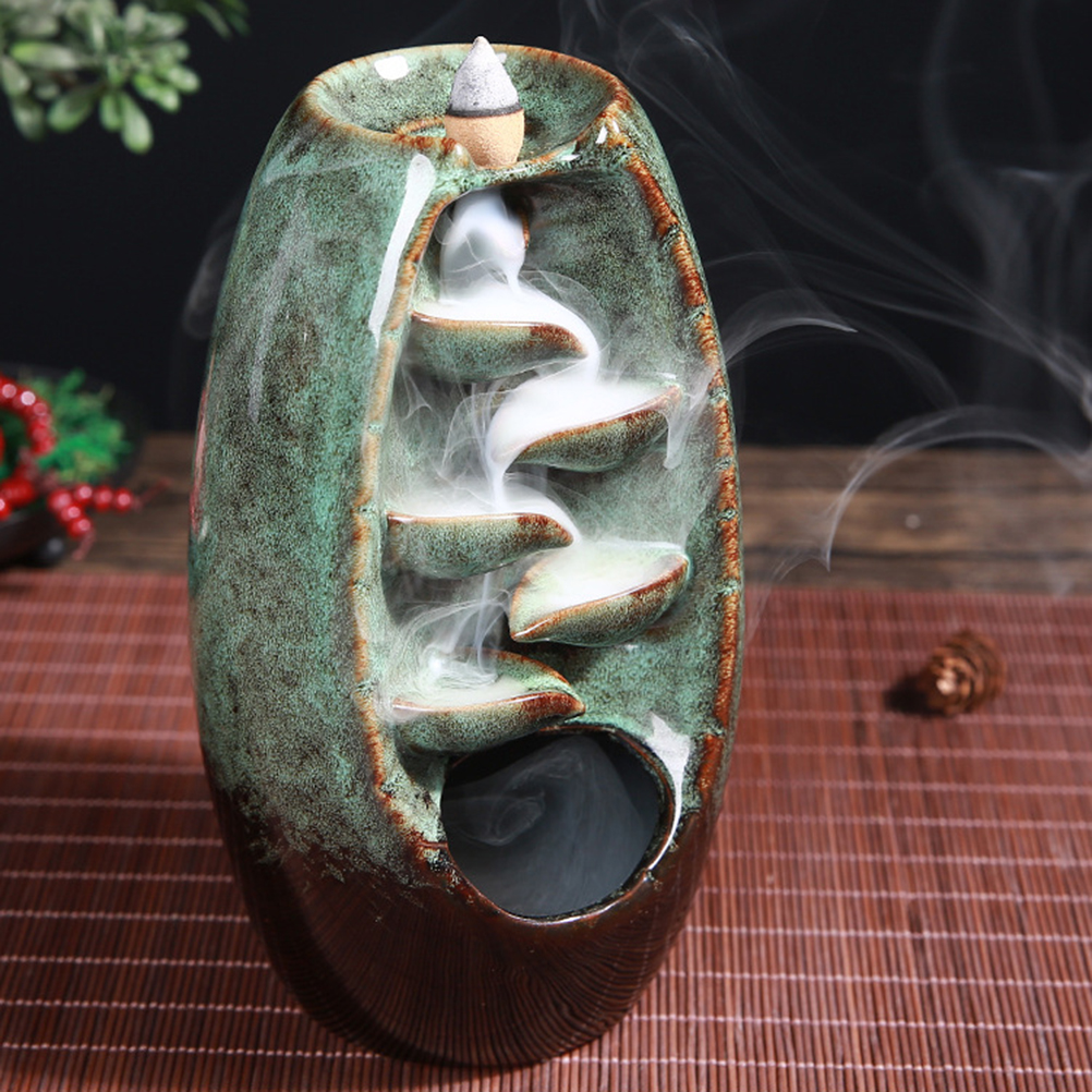 Umgedrehter Räuchergefäß In Form Eines Lachenden Buddha-mönchs Aus Keramik, Räuchergefäß Mit Blauer Glasur, Tischdekoration Für Die Meditation.