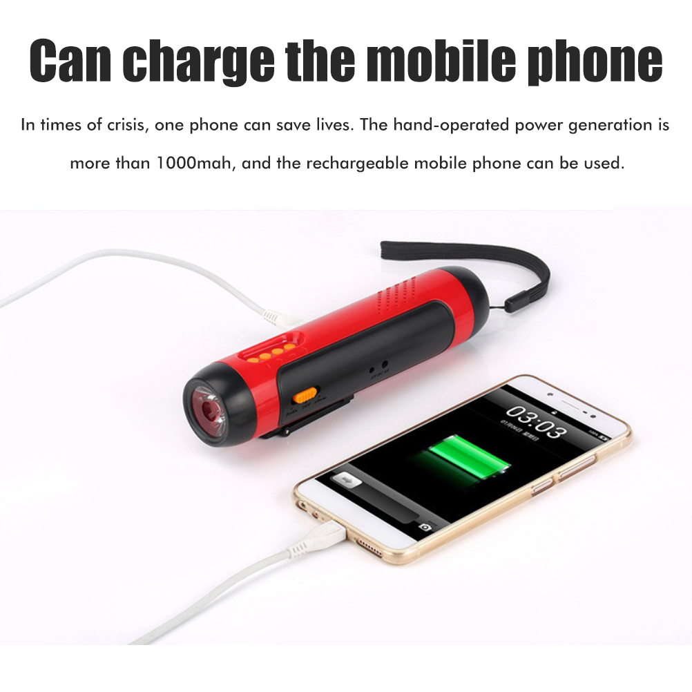Tragbares Notfallradio, Kurbel-powerbank, Led-warnleuchte, Wiederaufladbare Taschenlampe, Rote Box
