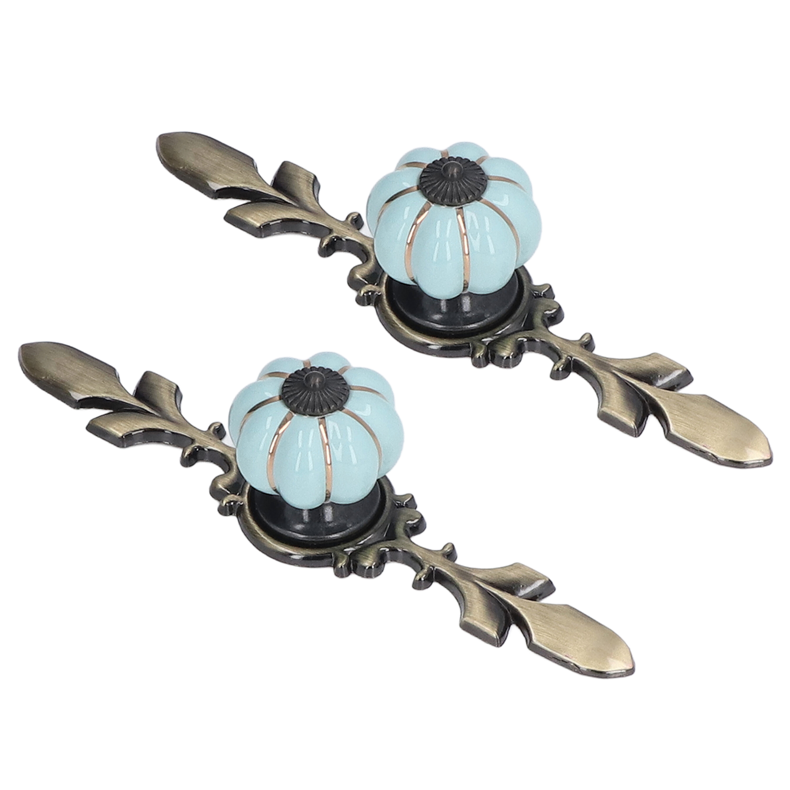 Sets Kürbis-keramikgriffe, Zinklegierung, Chinesischer Landhausstil, Für Schubladen, Schränke, Schuhschränke, Schranktüren, Einlochgriffe, 1045a Rosa Blau
