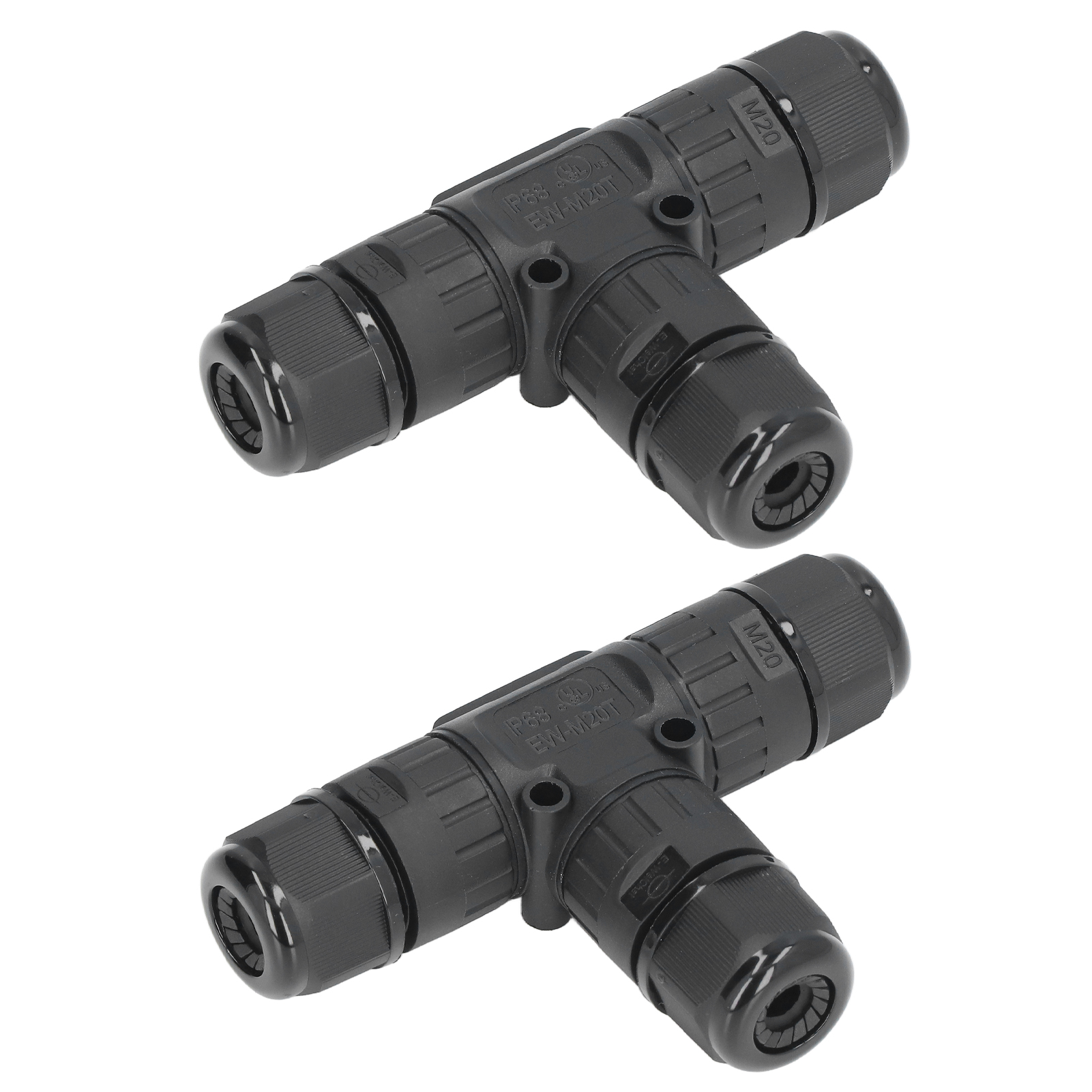 3-polige Led-außenleuchte, Ip68 Wasserdichter T-stecker Für 9-12 Mm Kabel, 2 Stück/los, Netzteil Mit Klemmschraube, Ce/saa/ul/tüv/rohs Zertifiziert (ew-m20t-3p)