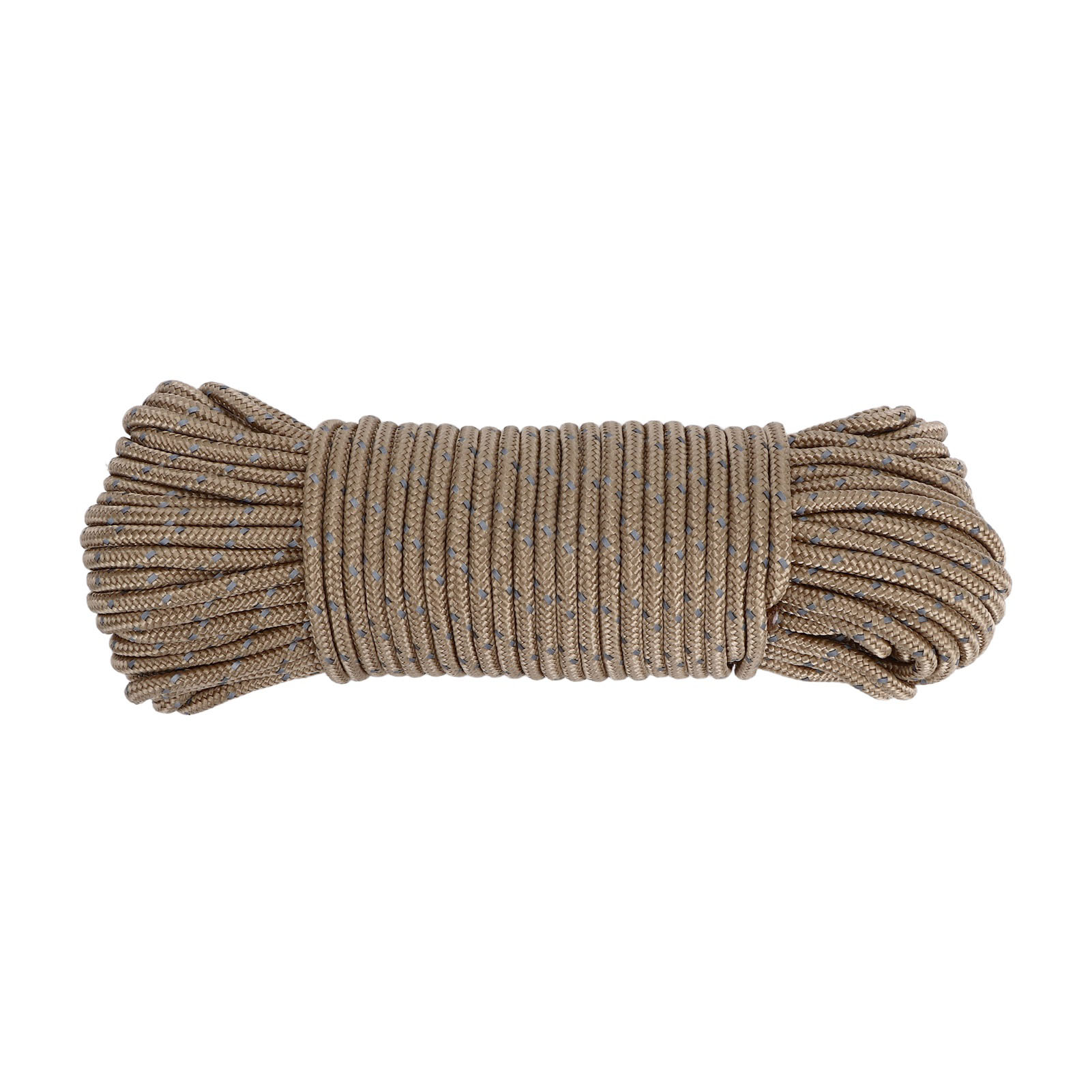 Hochdichtes Campingseil, 20 M, 3,5 Mm, Robust, Reflektierend, Khaki, Verstellbarer Markisengurt Zur Befestigung Im Freien