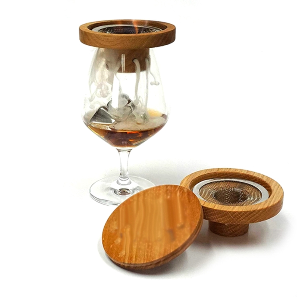 Cocktailräucherset Aus Eichenholz – Barzubehör Zum Kalträuchern – Cocktailräucherset Mit Tasche – Geschenkidee Für Barkeeper