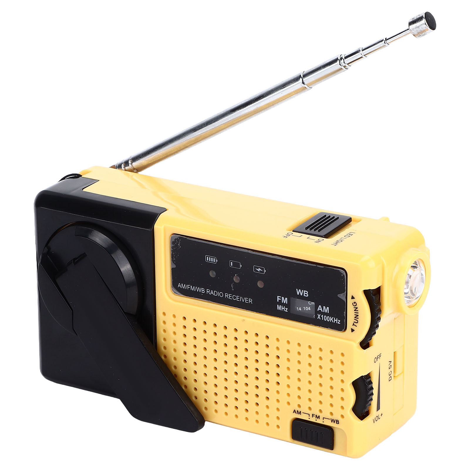 Kurbelradio, Kurbel-led-taschenlampe, Wiederaufladbares Mini-am/fm/wb-radio, Led-notleuchte Für Den Außenbereich (gelb, Eingebauter Akku Enthalten, Batteriefach Nicht Enthalten)