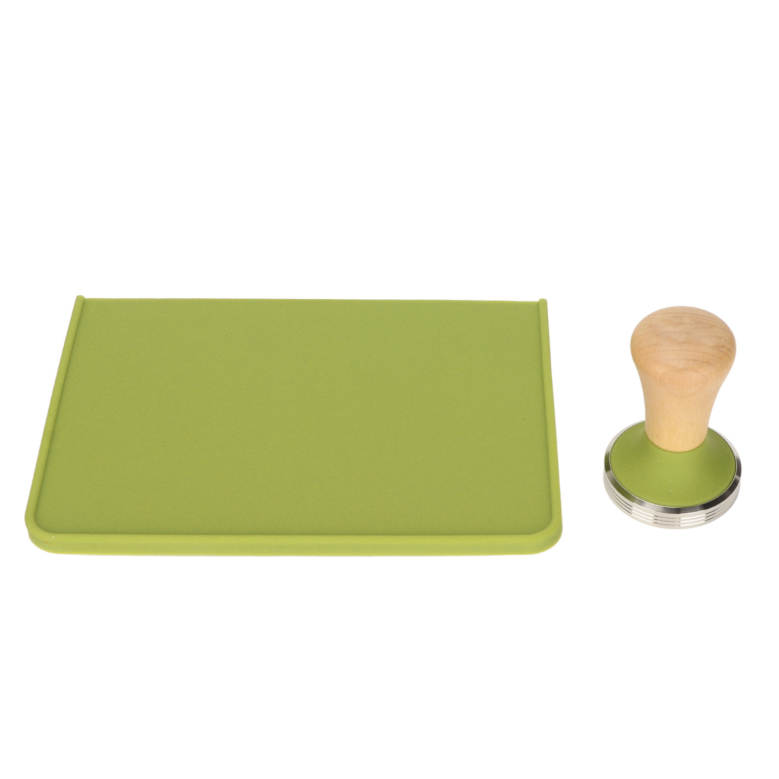 Set Mit 2 Xl-kaffeetampfmatten, Grün, 51 Mm, Antistatische, Rutschfeste Silikonunterlage, Staubschutzdichtung
