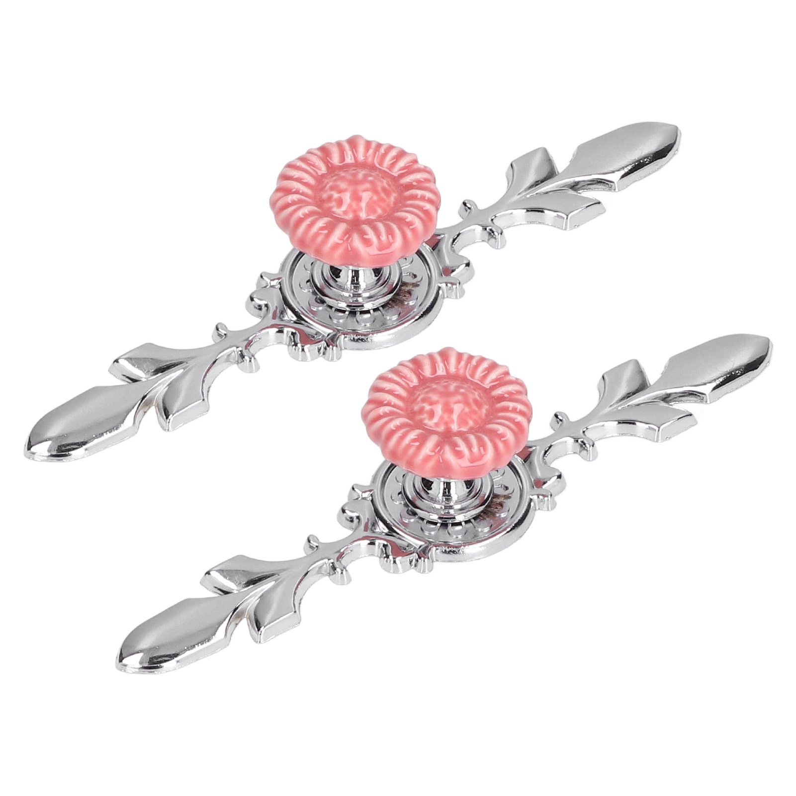 Set Mit 2 Modernen Griffen Im Chinesischen Landhausstil, Keramik Und Zinklegierung, Für Schränke Und Regale, Modell 1088d Rosa Sonnenblume, Große Größe (2 Sets Pro Packung)