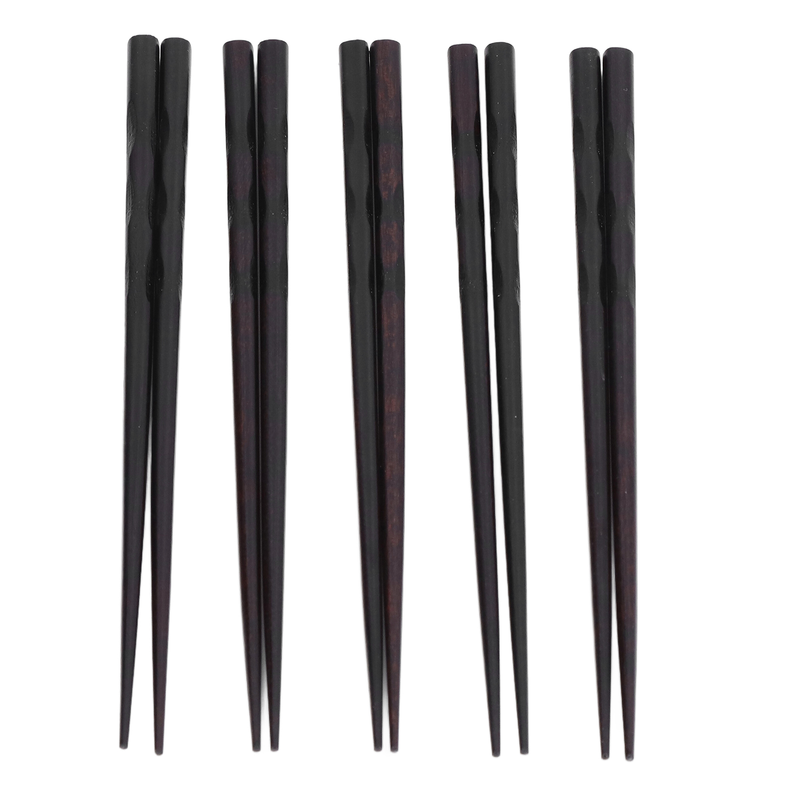 Set Mit 5 Paar Japanischen Essstäbchen Aus Holz, Schwarz, Handgefertigt, Halbgebogen, In Einer Geschenkbox