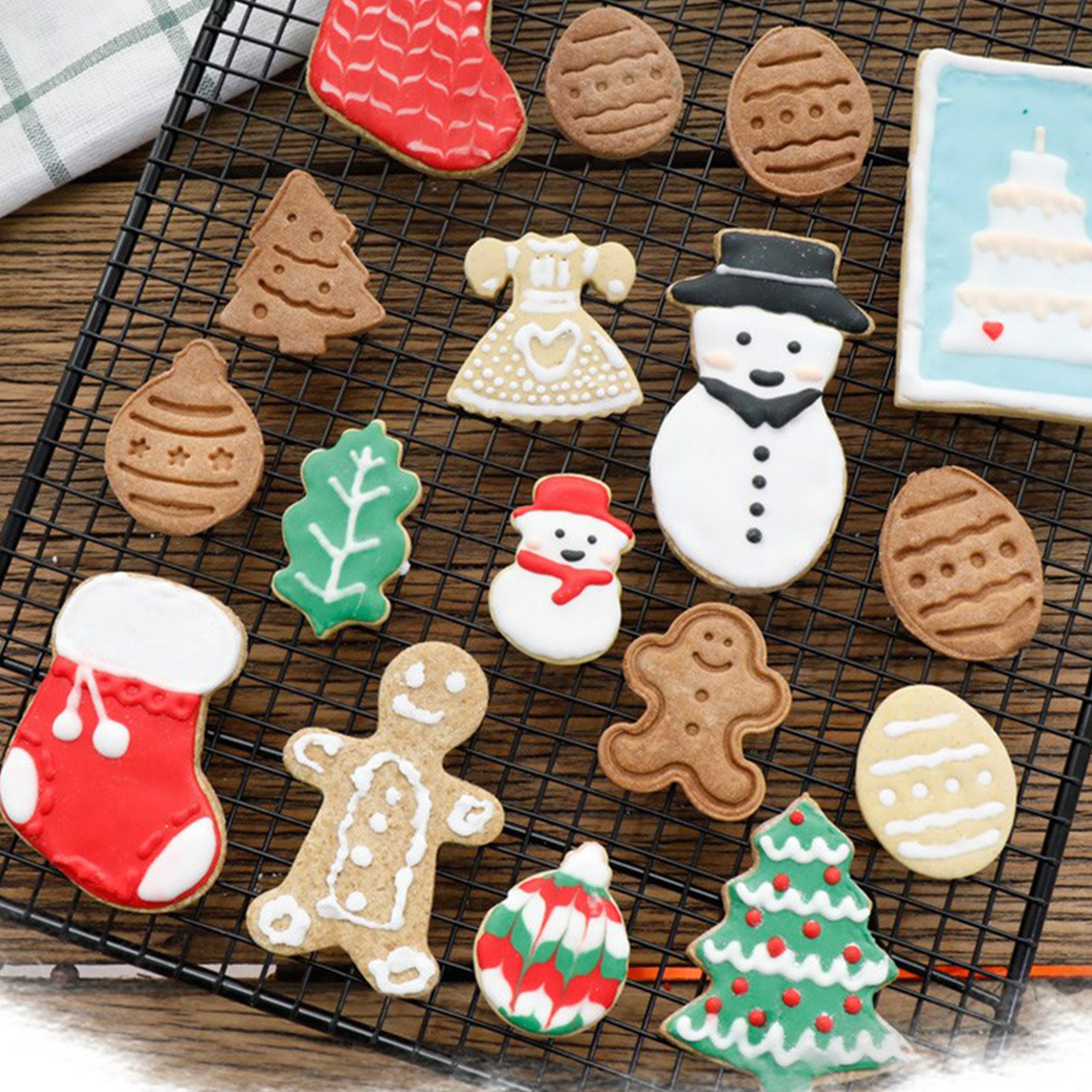 Set Mit 4 Silikon-ausstechformen Für Weihnachtsplätzchen, Geprägtes Muster, Opp-beutel.