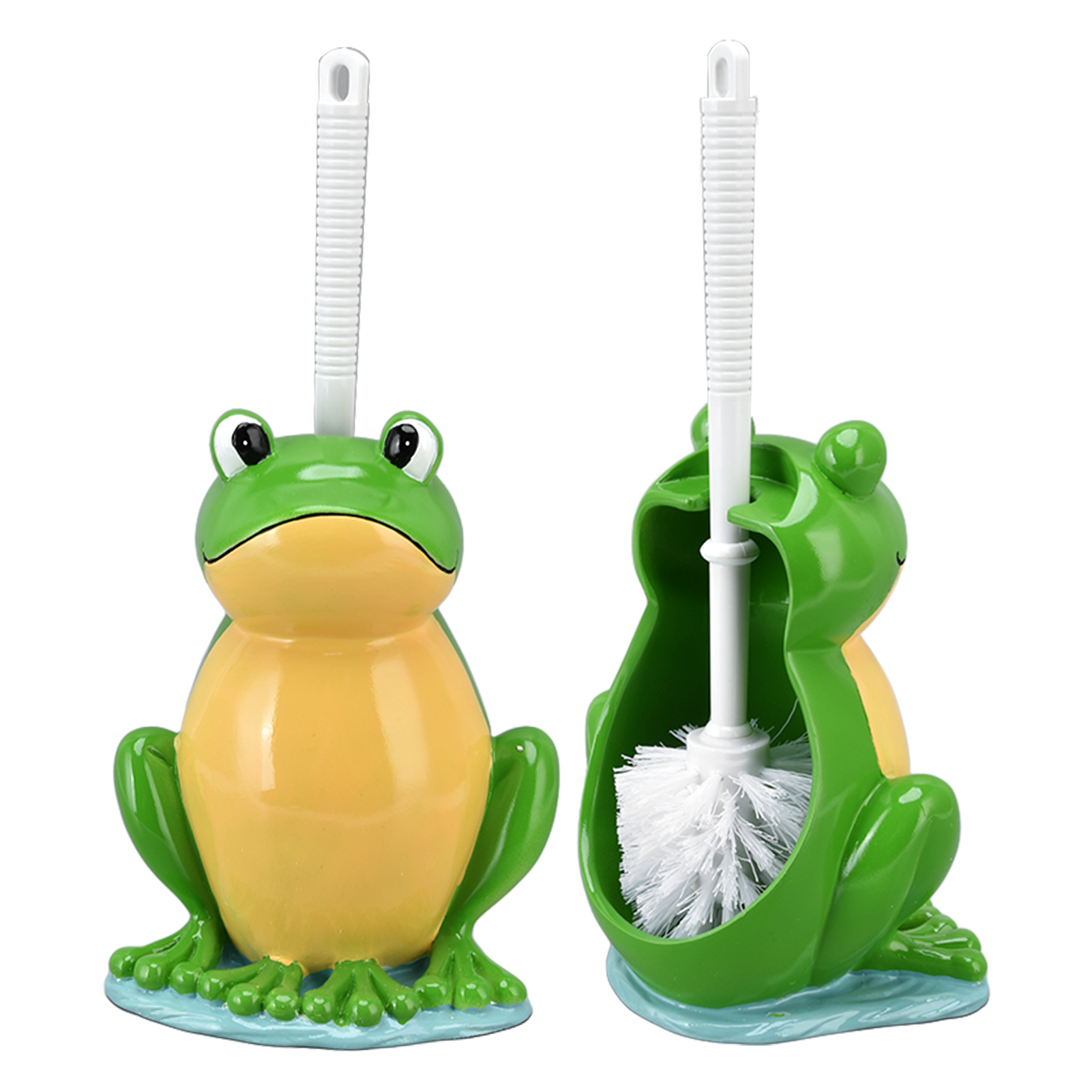 Set Mit 1 Kreativer Frosch-toilettenbürste, Inklusive Halterung, Reinigt Auch Schwer Zugängliche Stellen, Badezimmerwerkzeug Im Cartoon-stil.