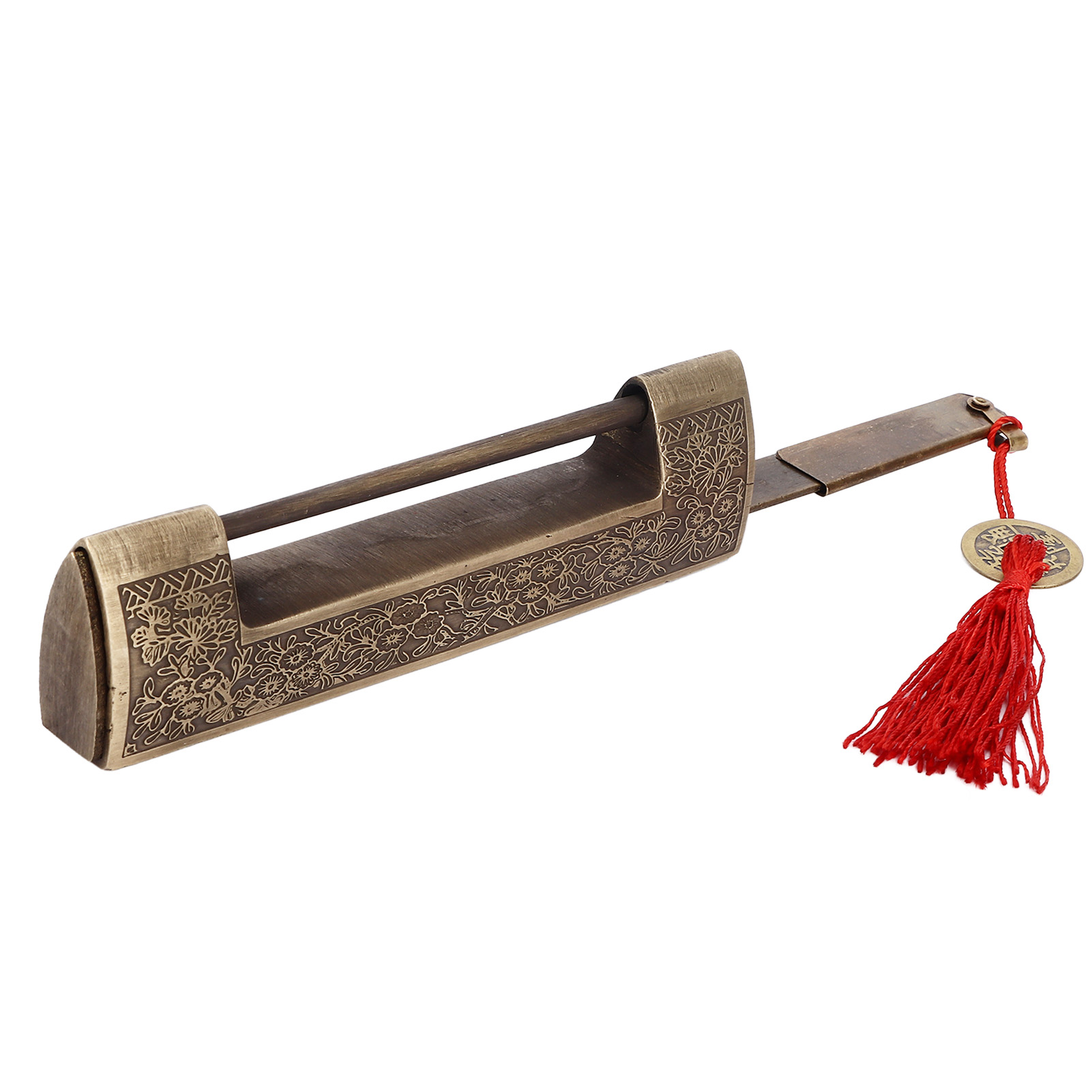 Antikes Vorhängeschloss Aus Reinem Kupfer, Horizontal Im Chinesischen Stil, Riegelschloss Für Eine Rote Holztruhe, Hochzeitsgeschenk, 9 Cm Achsabstand