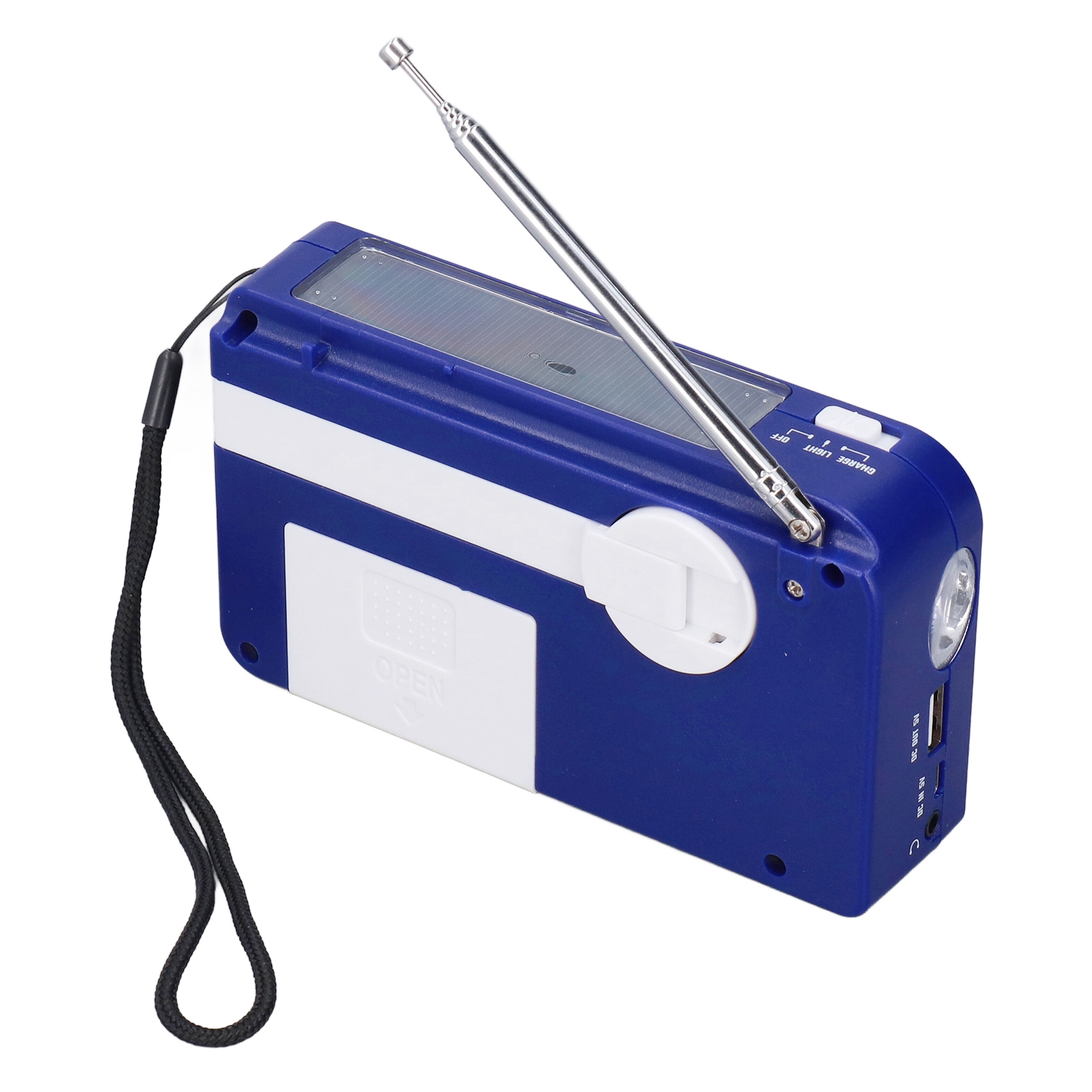 Funkgesteuerte, Handkurbelbetriebene, Solarbetriebene Notfalltaschenlampe Mit Usb-ladefunktion Und Integriertem Akku (akku Nicht Im Lieferumfang Enthalten), Blau