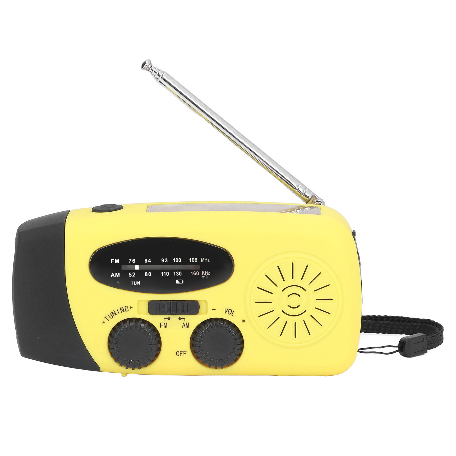 Multifunktionales Gelbes Solar-kurbelradio, Japanisches Modell, Mit Integrierter Notleuchte (batteriebetrieb), Ce+fcc+rohs+msds-zertifiziert