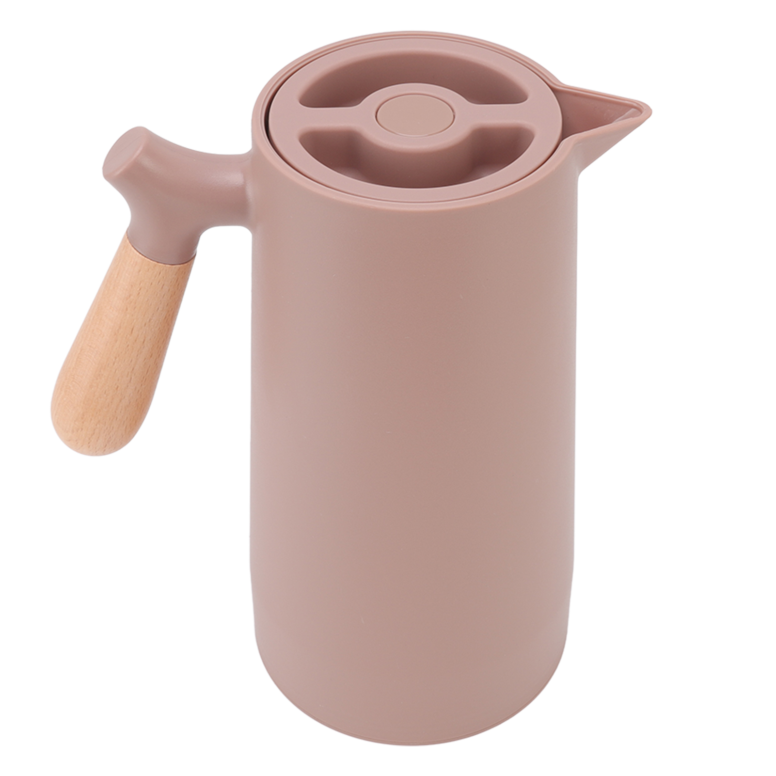 Isolierte 1-liter-kaffeekanne, Kaffeefarben, Griff Aus Buchenholz, Elegante Thermoskanne
