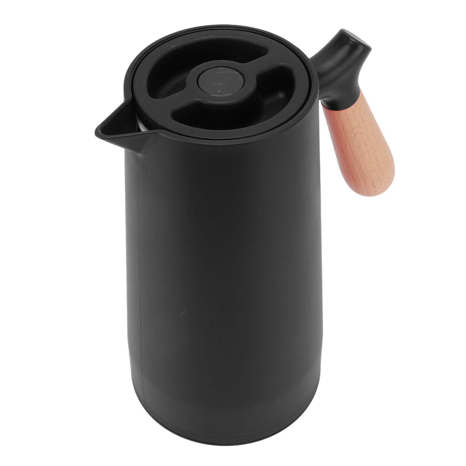 Isolierflasche (1 Liter), Glaskaffeekanne Mit Holzgriff, Elegante Schwarze Thermoskanne