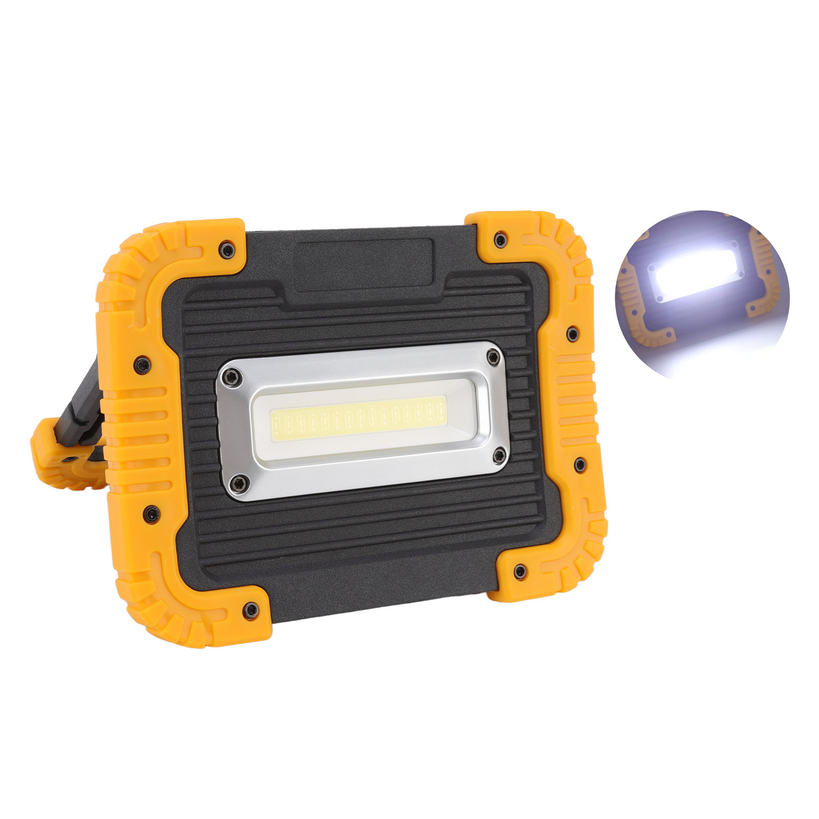 Tragbare Cob-arbeitsleuchte, Usb-wiederaufladbarer Notfallscheinwerfer, 180° Schwenkbarer Ständer, Wasserdicht Für Den Außenbereich, Geeignet Für Camping, Wandern, Autoreparaturen, Notlampe (eingebaut