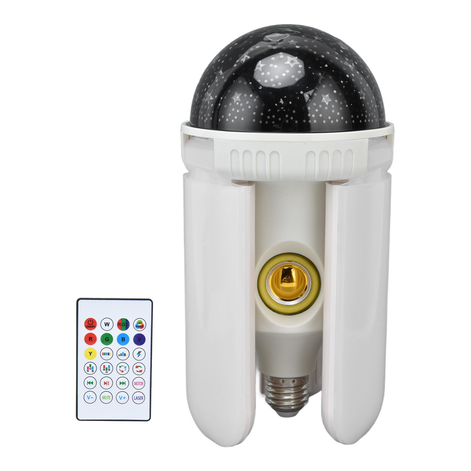 Bluetooth-led-lampe Mit Lautsprecher, Rgbw-projektor, Farbwechsel, E27-sockel, 85–265 V, Fernbedienung Mit Eingebautem Akku, Leuchtender Sternenhimmel