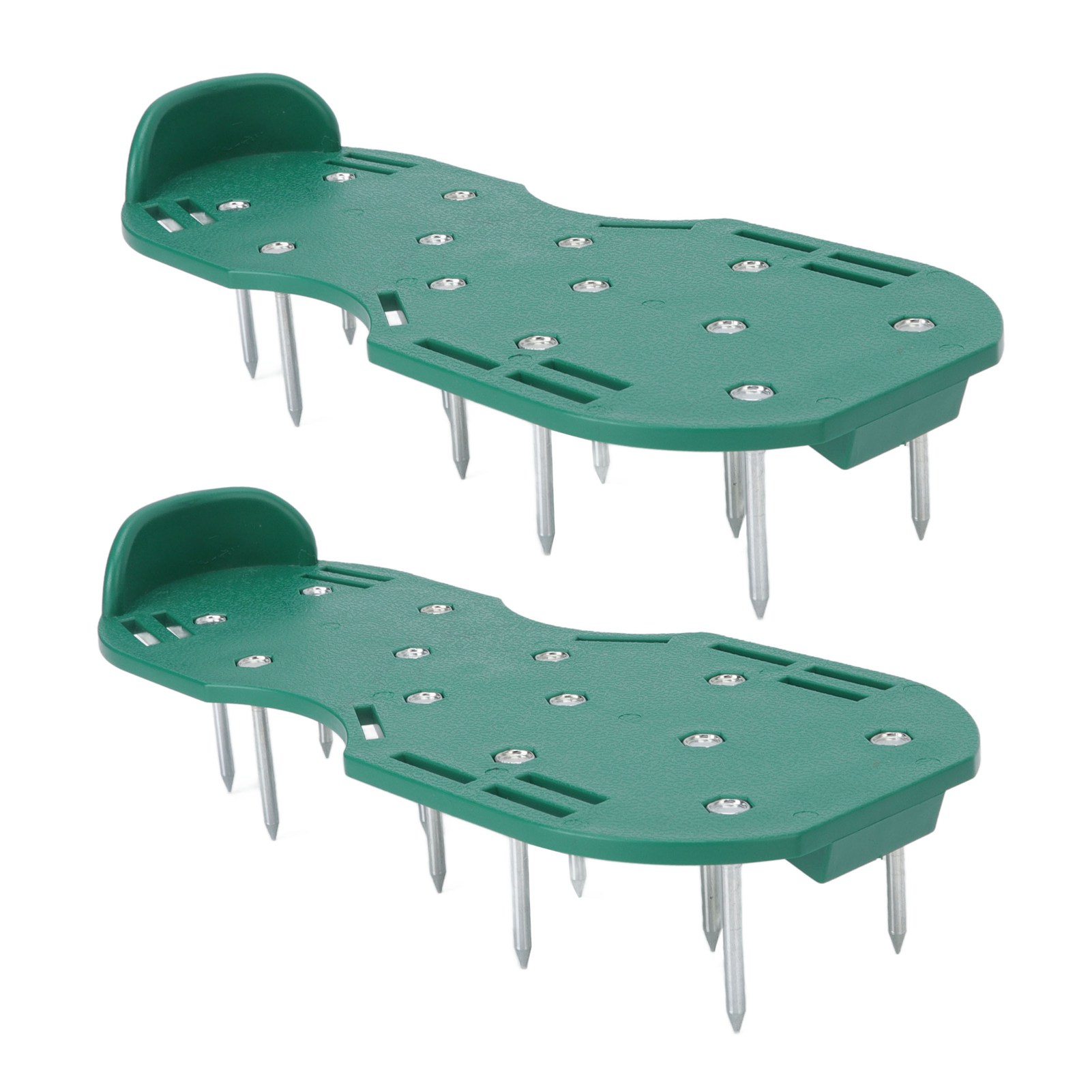 Gartenbelüftungsschuhe, Rasenvertikutierungsset, Grüne Metallspitzenschuhe (3 Riemen)