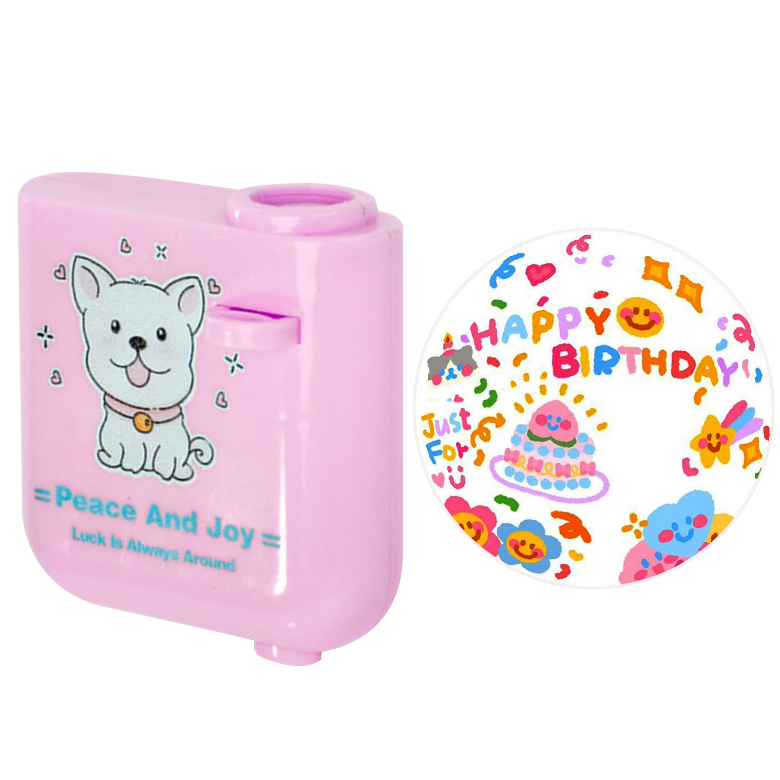 Mini-leuchtprojektor „happy Birthday“ – Runde Rosa Macaron-partylampe Für Kinder, Kreatives Fotospielzeug (batterie Nicht Enthalten)