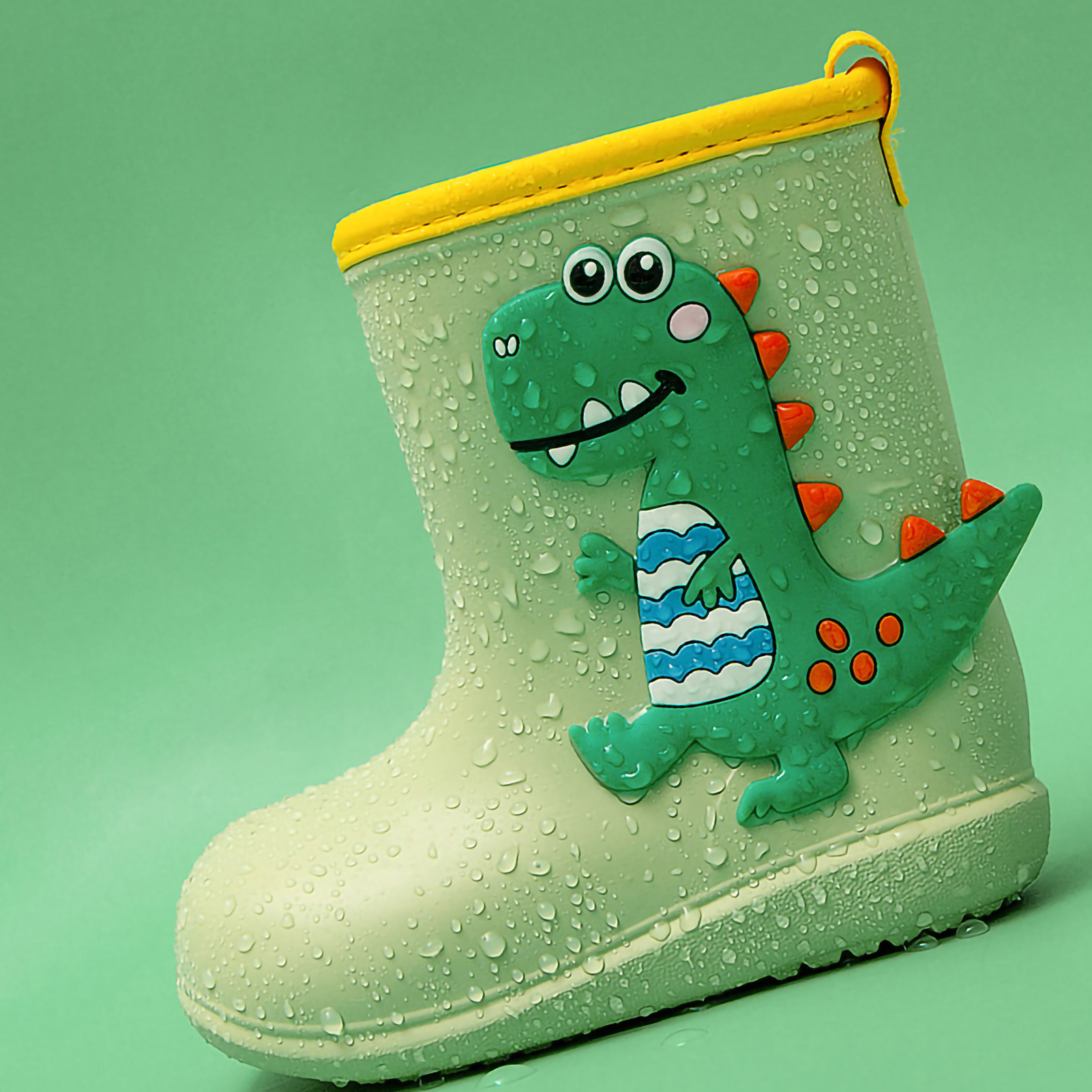 Kinder-regenstiefel „happy Mary“ In Hellgrün, Größe 16 (innenhöhe 16 Cm) – Wasserdichte Schuhe Mit Cartoon-motiv Für Jungen Und Mädchen, Schüler, Babys, Für Alle Vier Jahreszeiten.