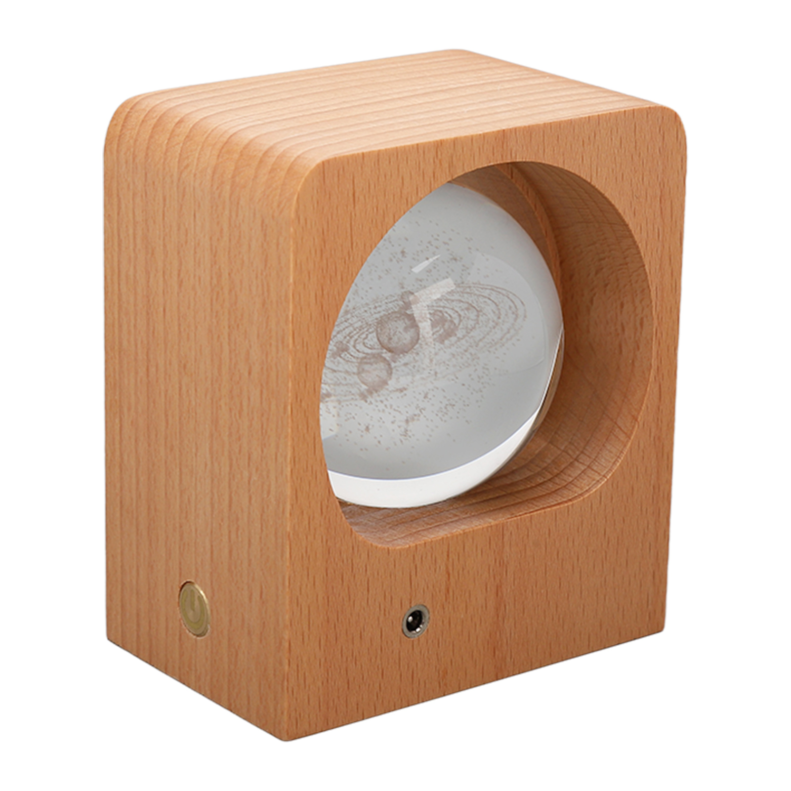 Handgefertigte Kristallkugel Aus Holz, Diy-retro-dekoration Mit Gravur, Nachtlicht Fürs Schlafzimmer, Solarsystem, Eingebaute Batterie Inklusive