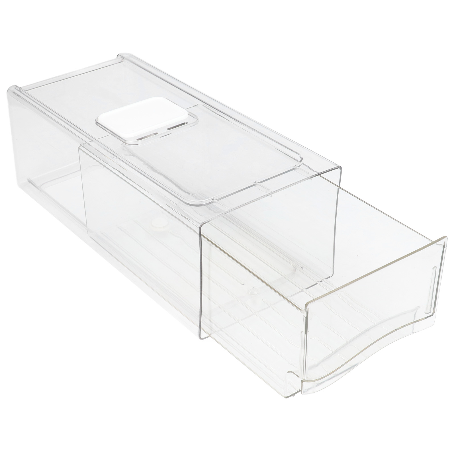 Set Mit 2 Transparenten Aufbewahrungsboxen Für Den Kühlschrank, Schublade Zur Aufbewahrung Von Lebensmitteln Aus Lebensmittelechtem Kunststoff, Kleine Größe.