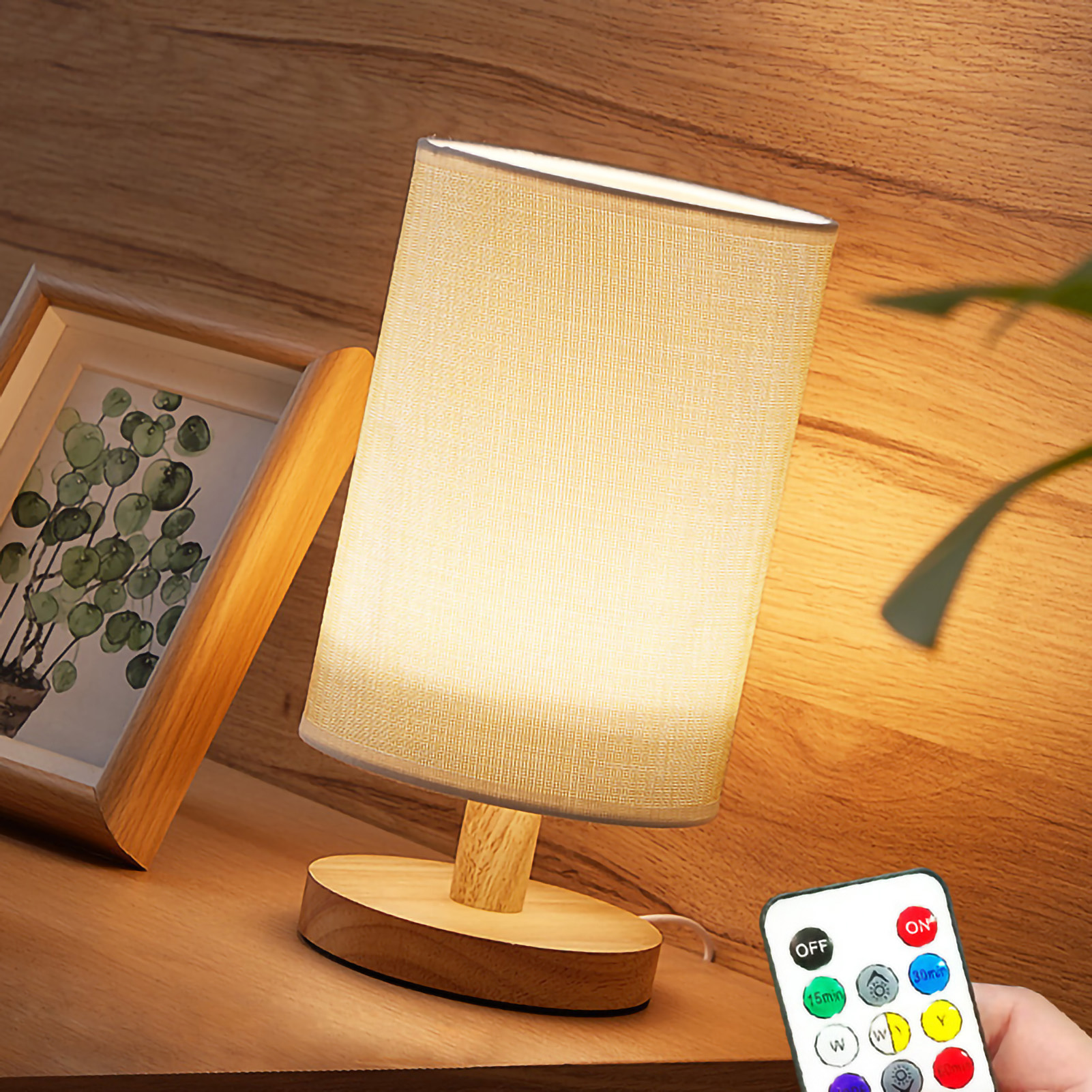 Verstellbare Led-nachttischlampe Aus Holz Mit Warmem Licht, Modernem Skandinavischen Stil, Usb-fernbedienung, Nachtlicht Fürs Schlafzimmer, Hellgelbe Tischlampe