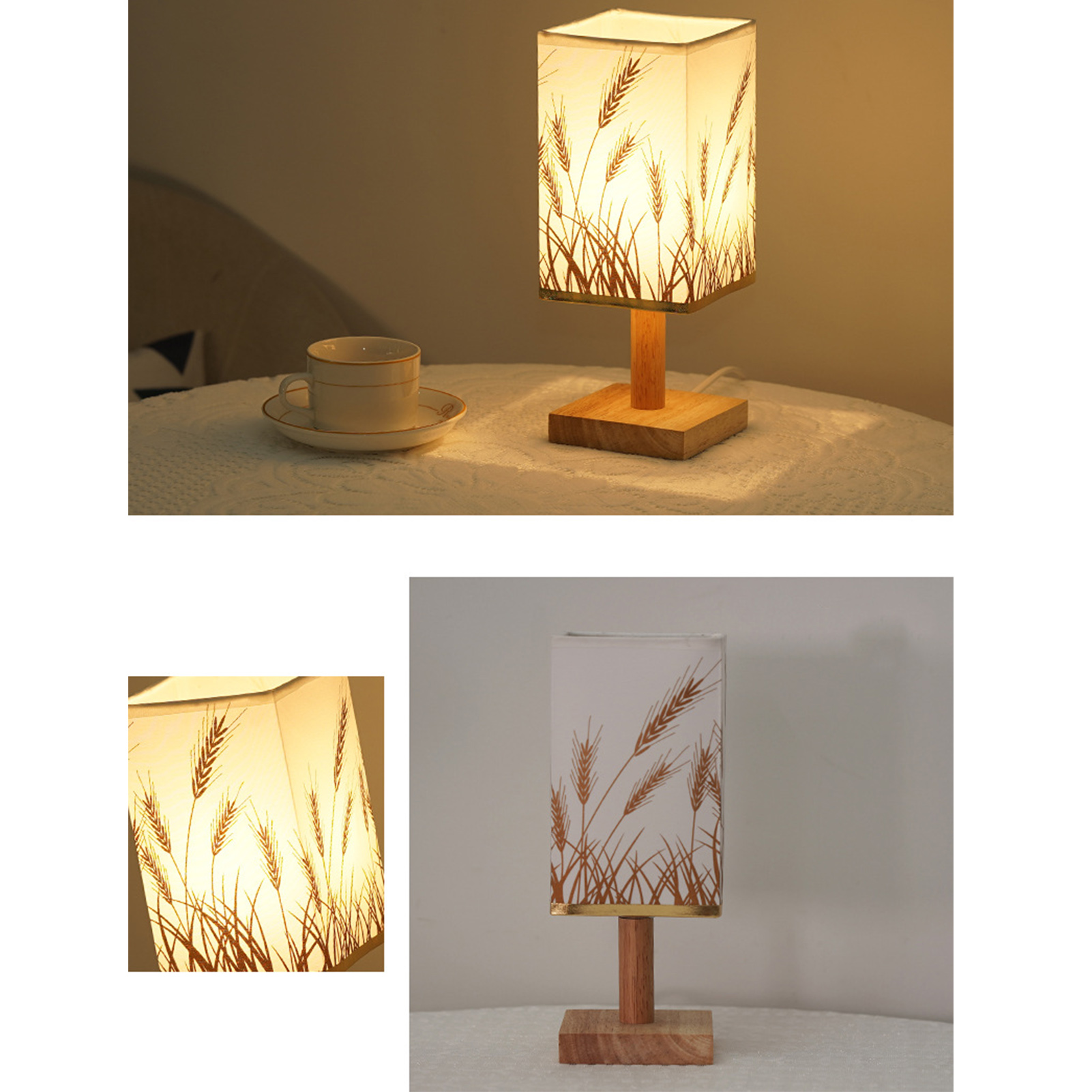 Nordische Led-stehlampe Aus Massivholz, Usb-fernbedienung, Kreatives Nachtlicht Für Schlafzimmer, Wohnzimmer, Arbeitszimmer, Gästezimmer, Energiesparend, Feste Helligkeit, Weizenähren-motiv, Großhande